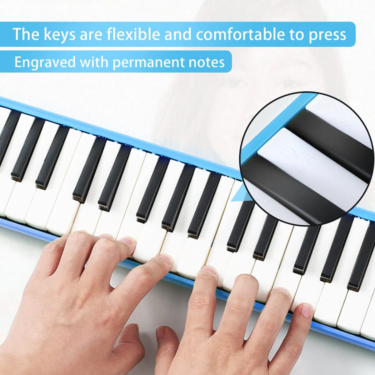 East top 32-Tasten Melodica, Professioneller Mund Melodica Keyboard Orgel, Blau