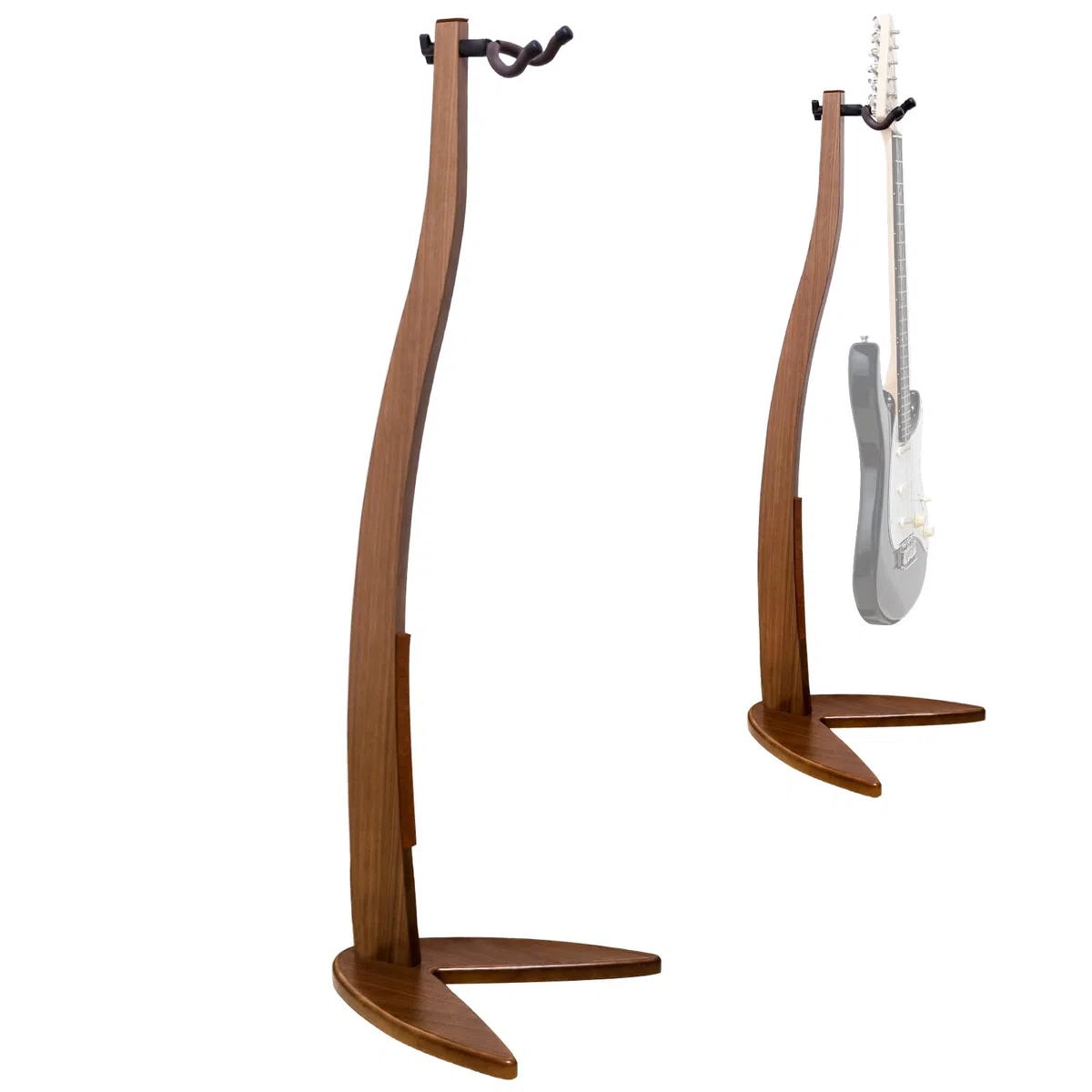 MUSO Gitarren-Bass-Aufhänger aus Massivholz, Bogenhalter in Meerjungfrau-Form zur Präsentation und Aufbewahrung, 106,7 cm Höhe, kratzfest und stoßfest, deorate Studios, Wohnzimmer und Bühne (schwarze