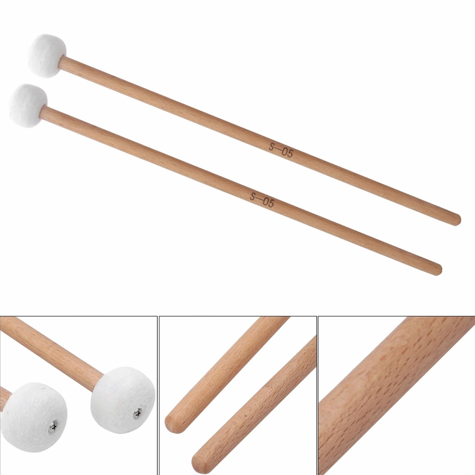 Drum Mallets Sticks 2Pet Mallet Percussion Drum Mallet Hammer fieltro blanco Timpani - Accesorios para instrumentos musicales