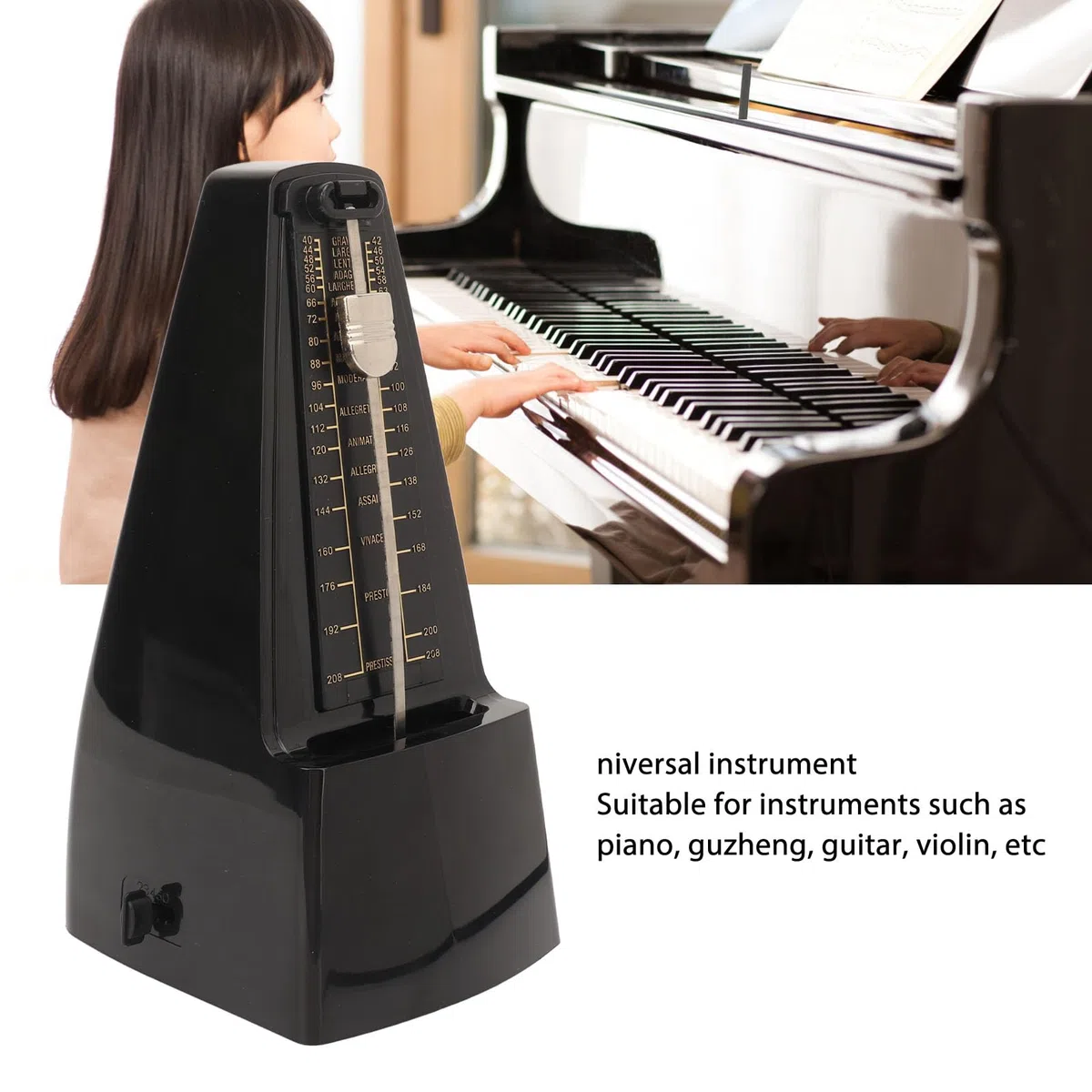 Kunststoffstahlkern Mechanischer Metronom Hohe Härte Absschale 40~208 Beats Range Auswahl 0, 2, 3, 4, 6, Leicht zu üben mit Klavier Geigengitarrenbass