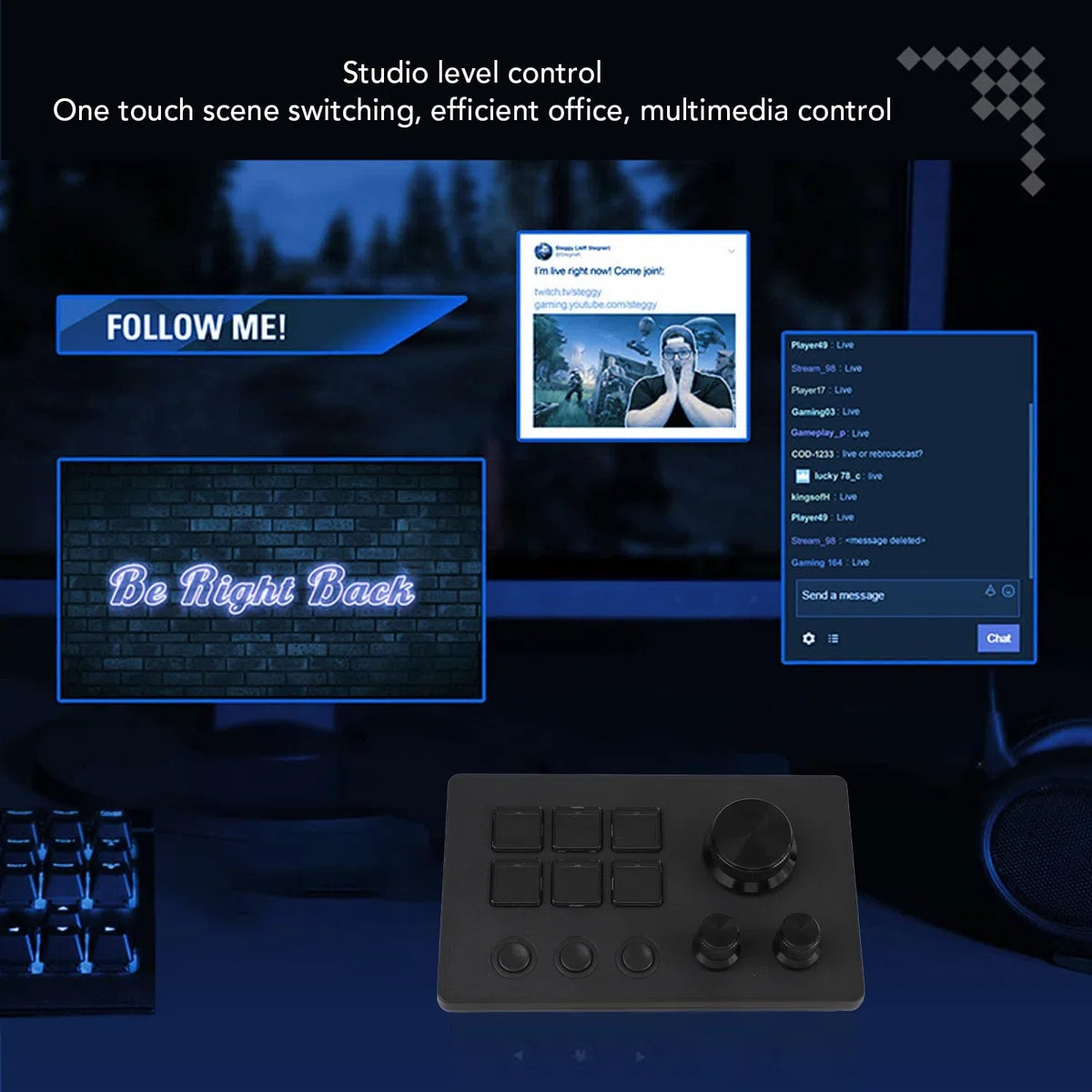 Studiodeck mit Knöpfen, Stream-Controller-Triggeraktionen in Apps-Software für OBS für Twitch für YouTube, Benutzerdefinierte Konsole für Foto- und Videobearbeitung,