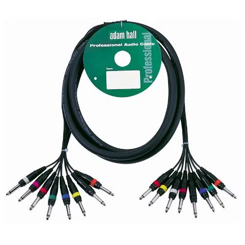 ah Cables KMCO3PPM28 Multicore Kabel 8 x 6,3 mm Klinke mono auf 8 x 6,3 mm Klinke mono 3 m