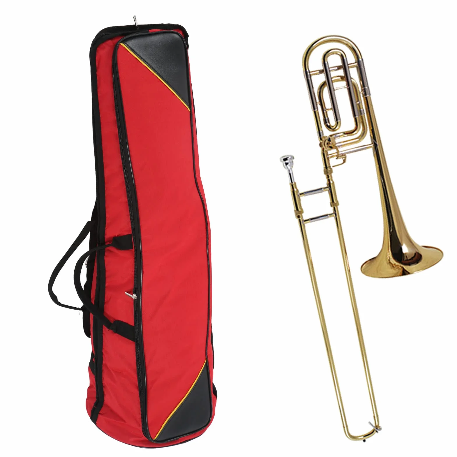Oxford Stoff Tenorposaune Posaune Custodia Morbida Posaune in FA-Tasche, Posaune, Gigbag, Tragetasche, Rucksack, Musikinstrumenten Zubehör (Rot)