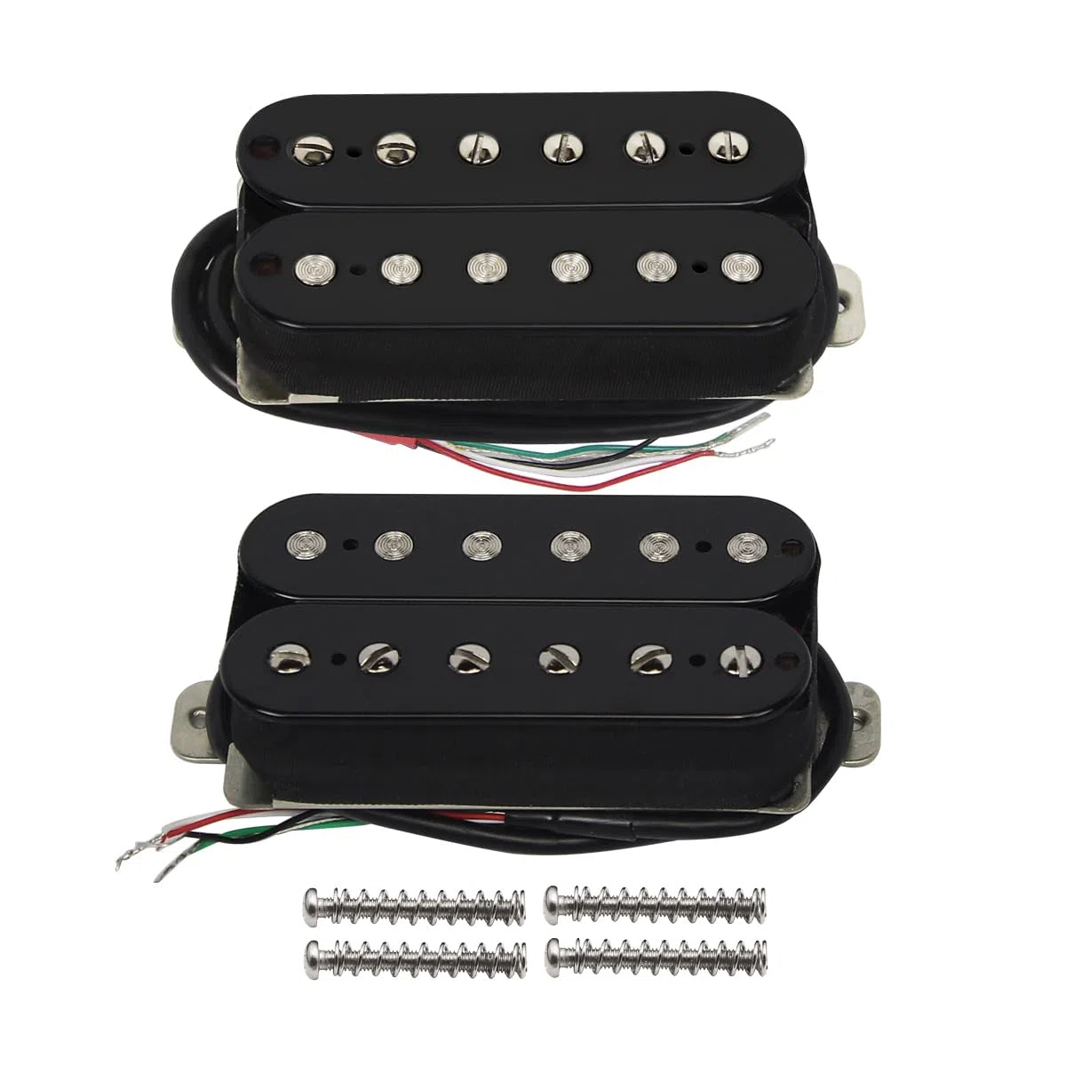 FLEOR Alnico 5 klassischer Ton Humbucker-Tonabnehmer-Set Hals- und Steg-Tonabnehmer 14-15k für E-Gitarre, Schwarz