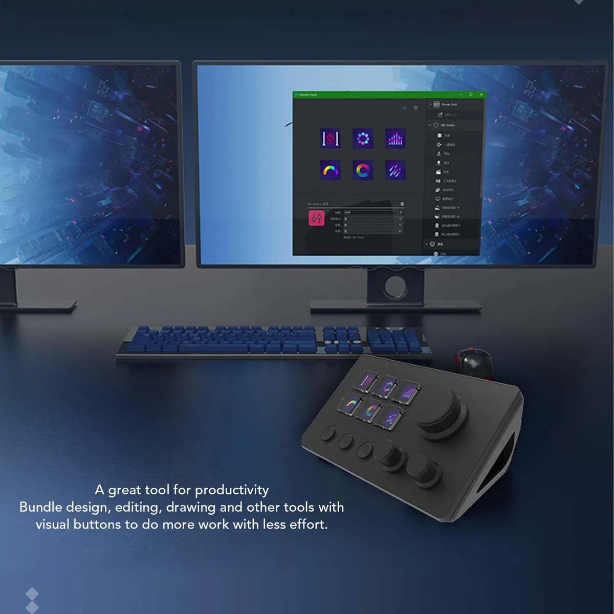 Studiodeck mit Knöpfen, Stream-Controller-Triggeraktionen in Apps-Software für OBS für Twitch für YouTube, Benutzerdefinierte Konsole für Foto- und Videobearbeitung,