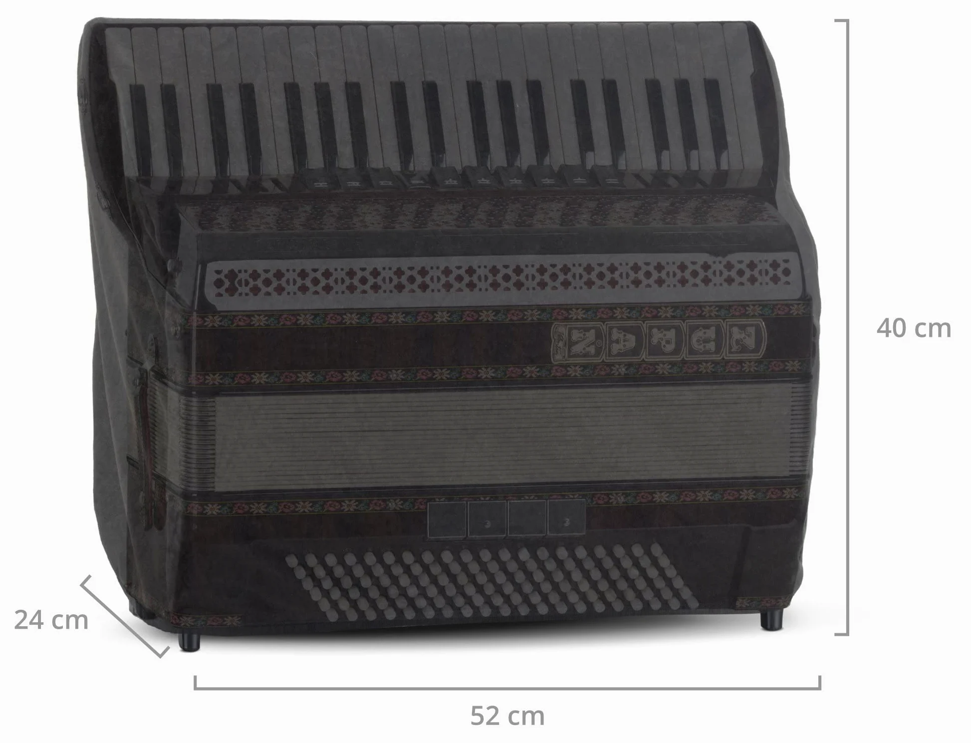 Alpenklang Cover für 120 Bass-Akkordeon Schwarz - Schutzhülle für Akkordeon - Passend für Akkordeons mit 120 Bässen - Abmessungen (BxTxH): ca. 52 x 24 x 40 cm - aus Velours - Schwarz