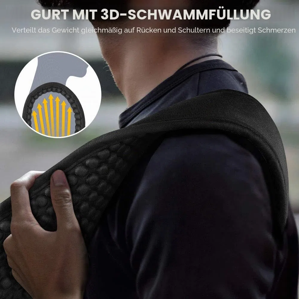 LEKATO 3D Filling Sponge Gitarrengurt für Bass und E-Gitarre, 8,9 cm breites Neopren-Pad, verstellbarer Schultergurt von 45 bis 55 Zoll mit Plektren und Sicherheitsgurtschlössern