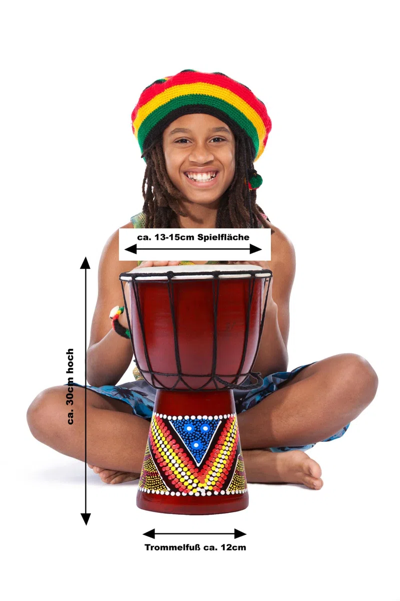 30cm Hohe Kinder Djembe bunt bemalt Trommel Drum Handarbeit
