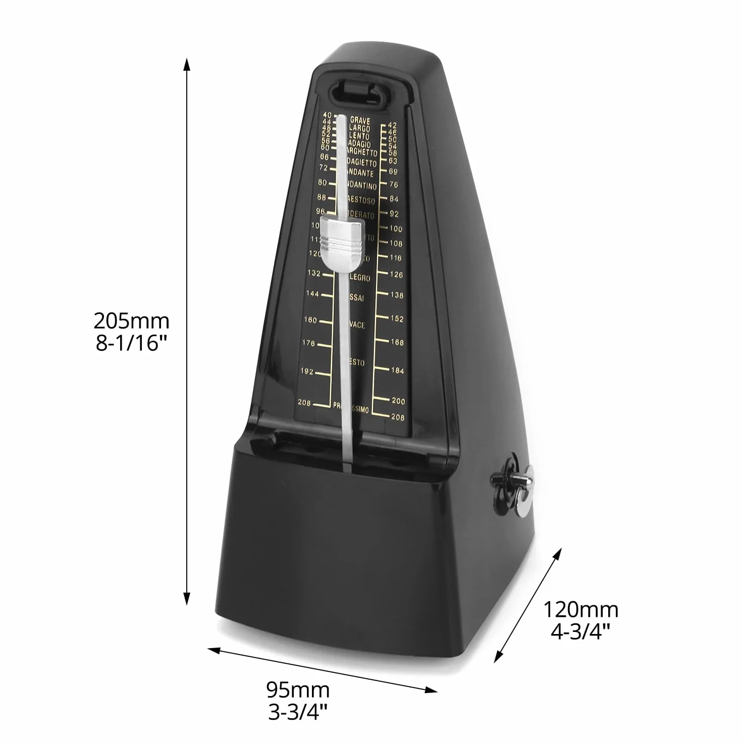 QWORK® Mechanisches Metronom mit Glocke, Lautstärke, Geschwindigkeitseinstellung, für Klavier, E-Gitarre, Bass, Violine, Schlagzeug