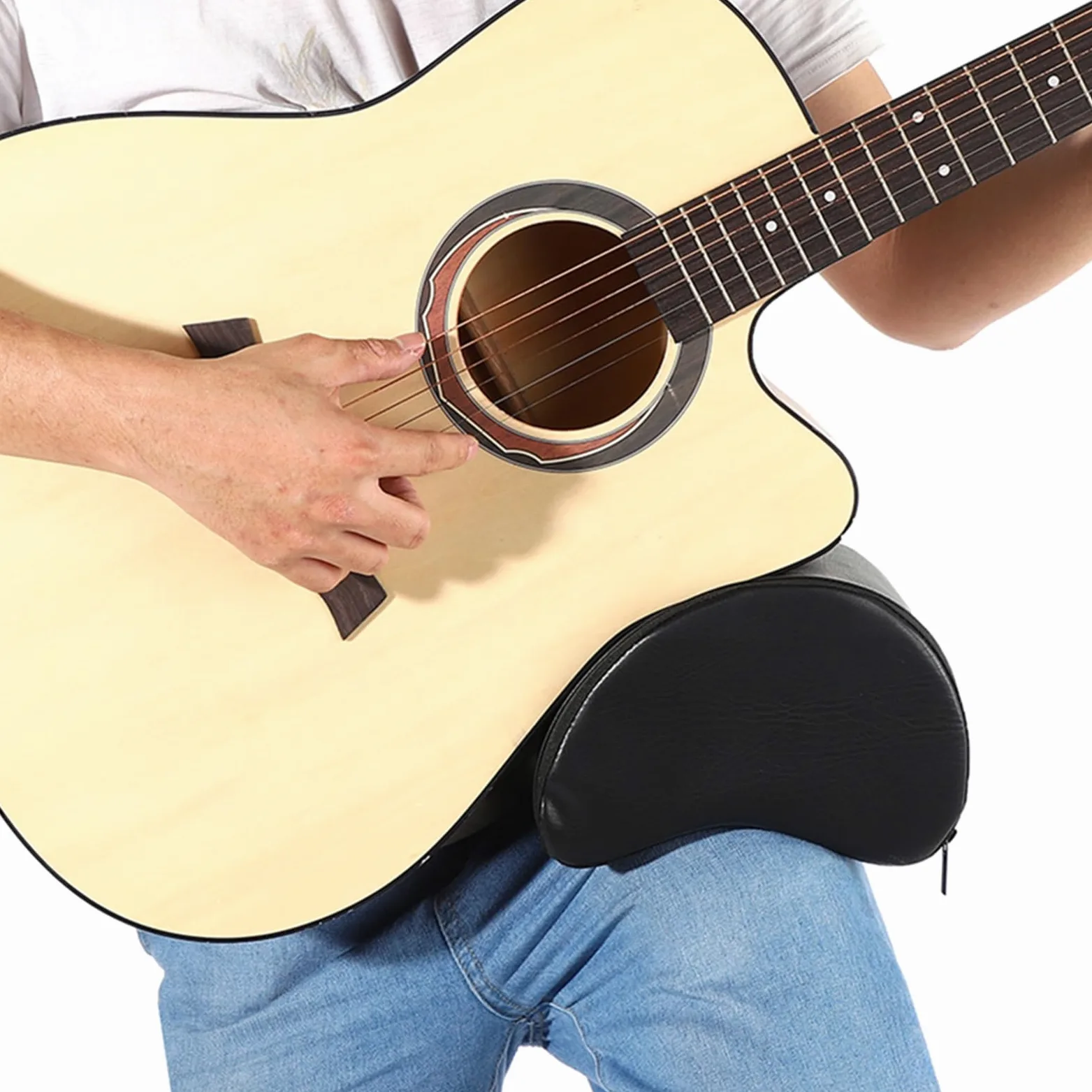Gitarrenkissen, Gitarrenstütze, weiches Beinpolster, tragbares Musikinstrumentenzubehör, PU-Lederbezug, integrierter weicher Schwamm mit Reißverschluss