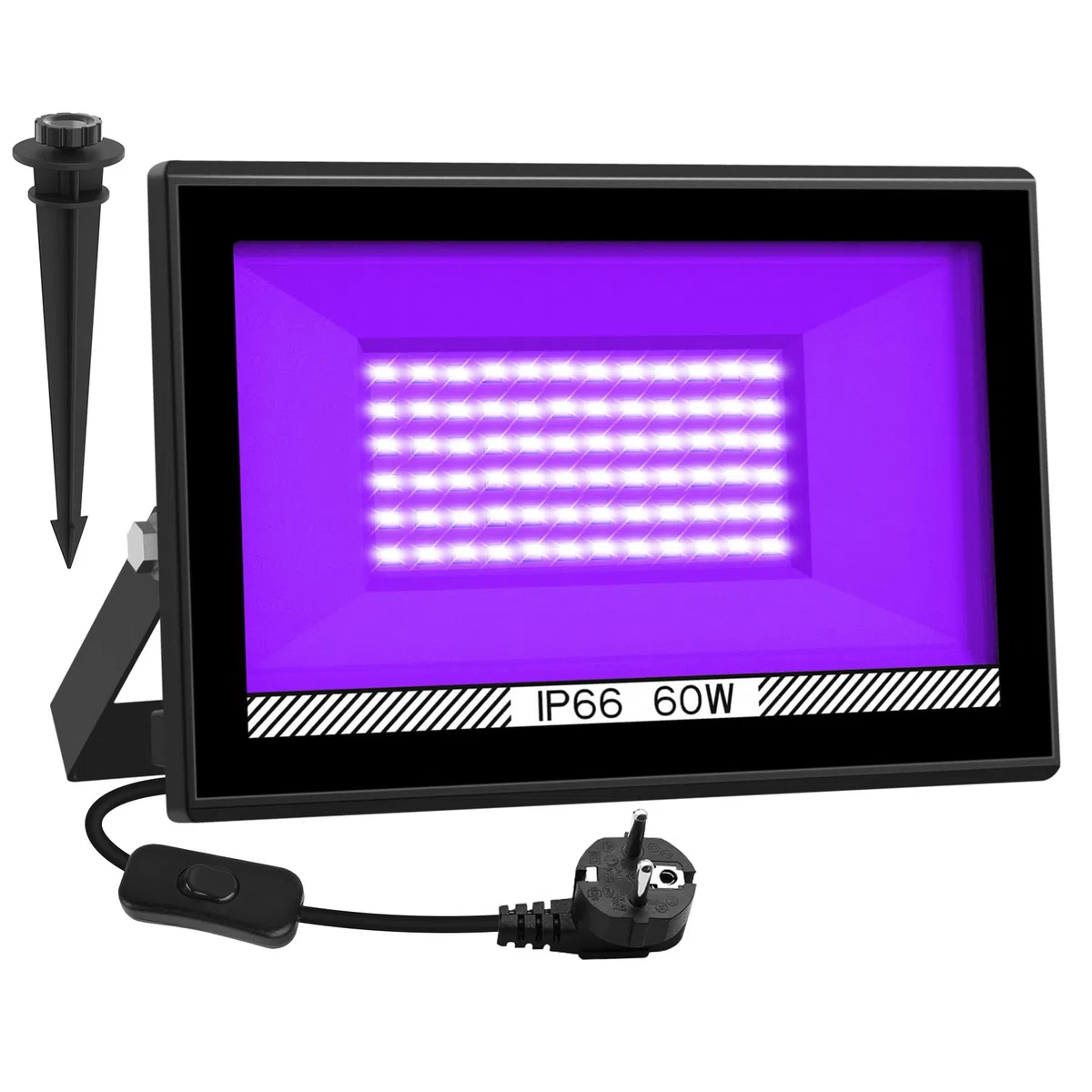 60W LED Schwarzlicht Strahler, NATPOW UV Schwarzlicht Fluter mit Stecker IP66 Wasserdicht Schwarzlichtlampe Fluoreszenz Blacklight Partylicht für Halloween Aquarium Bar Neonfarben Disco(1 pack)