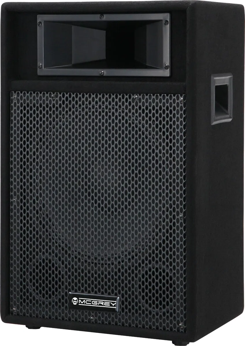 McGrey PA-112 12/2 Passive Box (DJ, PA, 2-Wege Lautspercher, Trapezform, 75/150/300 Watt (RMS/Musikleistung/Peak), 12" Speaker, 2" Piezo-Hochtöner, SPK- und 6,35 mm Klinkenanschlüsse) schwarz