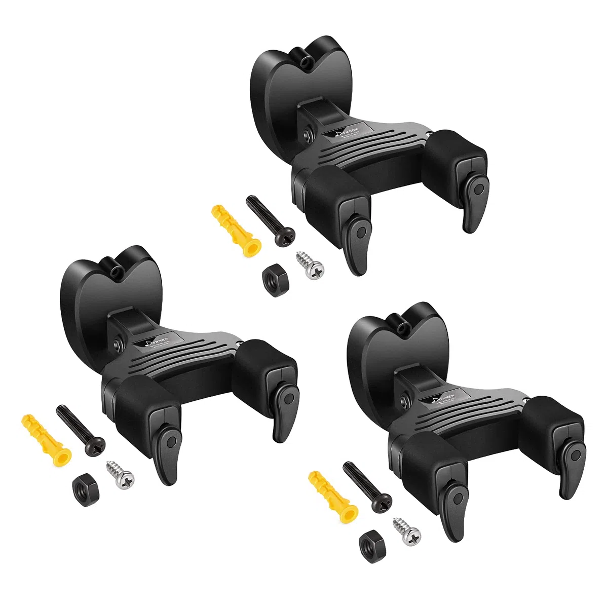 Donner Wandhalterung Gitarre Schwarz Gitarrenwandhalter Automatioschem Verschluss Gitarrenhalter Wand Gitarre Hänger Für Gitarre Bass Banjo Mandoline, 3 Stück