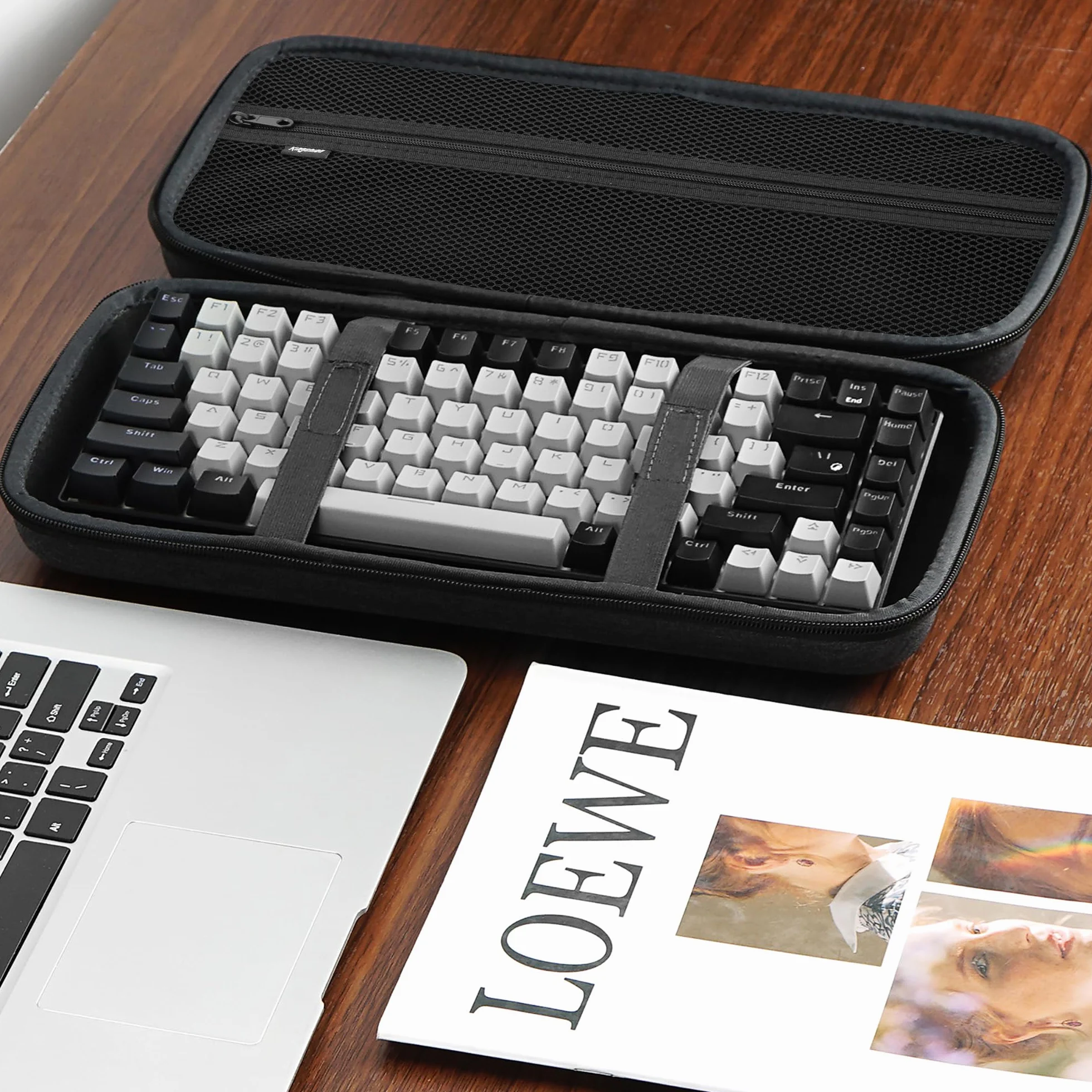 Hard 75% Keyboard Case, Hard Travel Storage Case for 84 Key Portable Keyboard, Compatible with Keychron K2, Logitech POP - Dark Grey