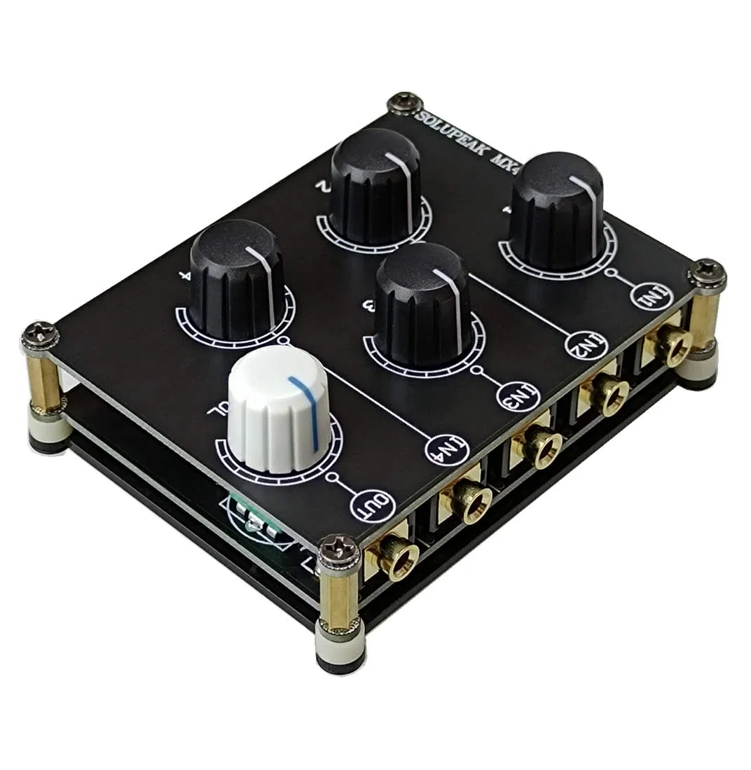 Mini 4-Wege-Audio-Mixer, Stereo, 4-in-1-Out-AUX, passive 3,5-mm-Line-Level-Steuerung MX41