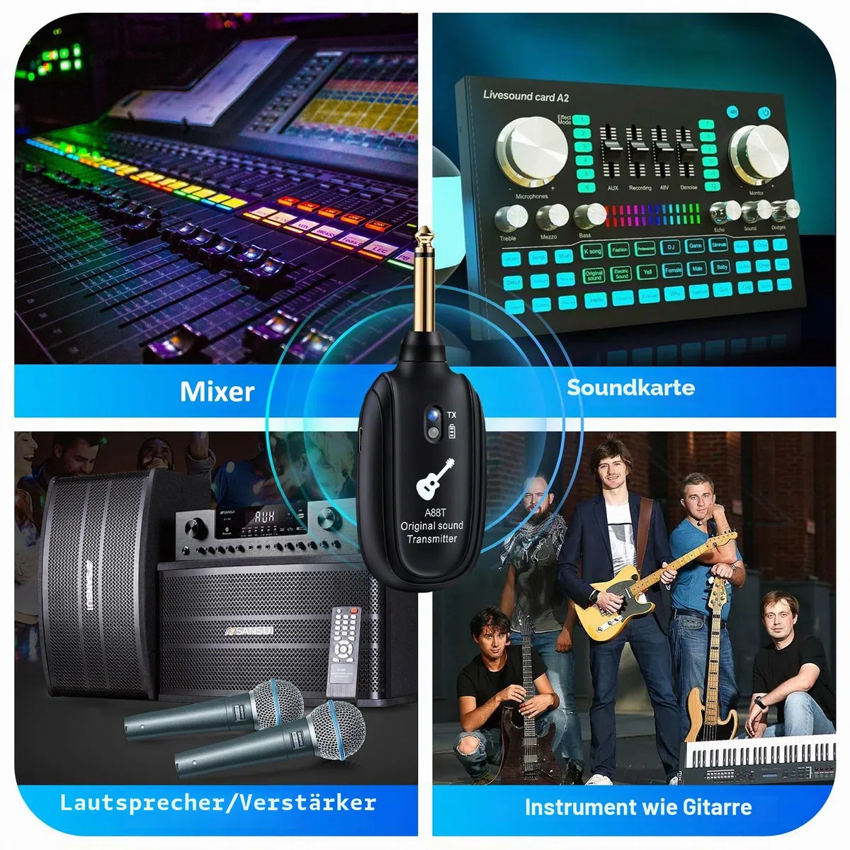 Wireless in Ear Monitor System 2.4GHz Wireless IEM System with Transmitter, Clip on Receiver Auto-Pairing in-Ear Monitoring for Studio, Guitar, DJ, Live Performance