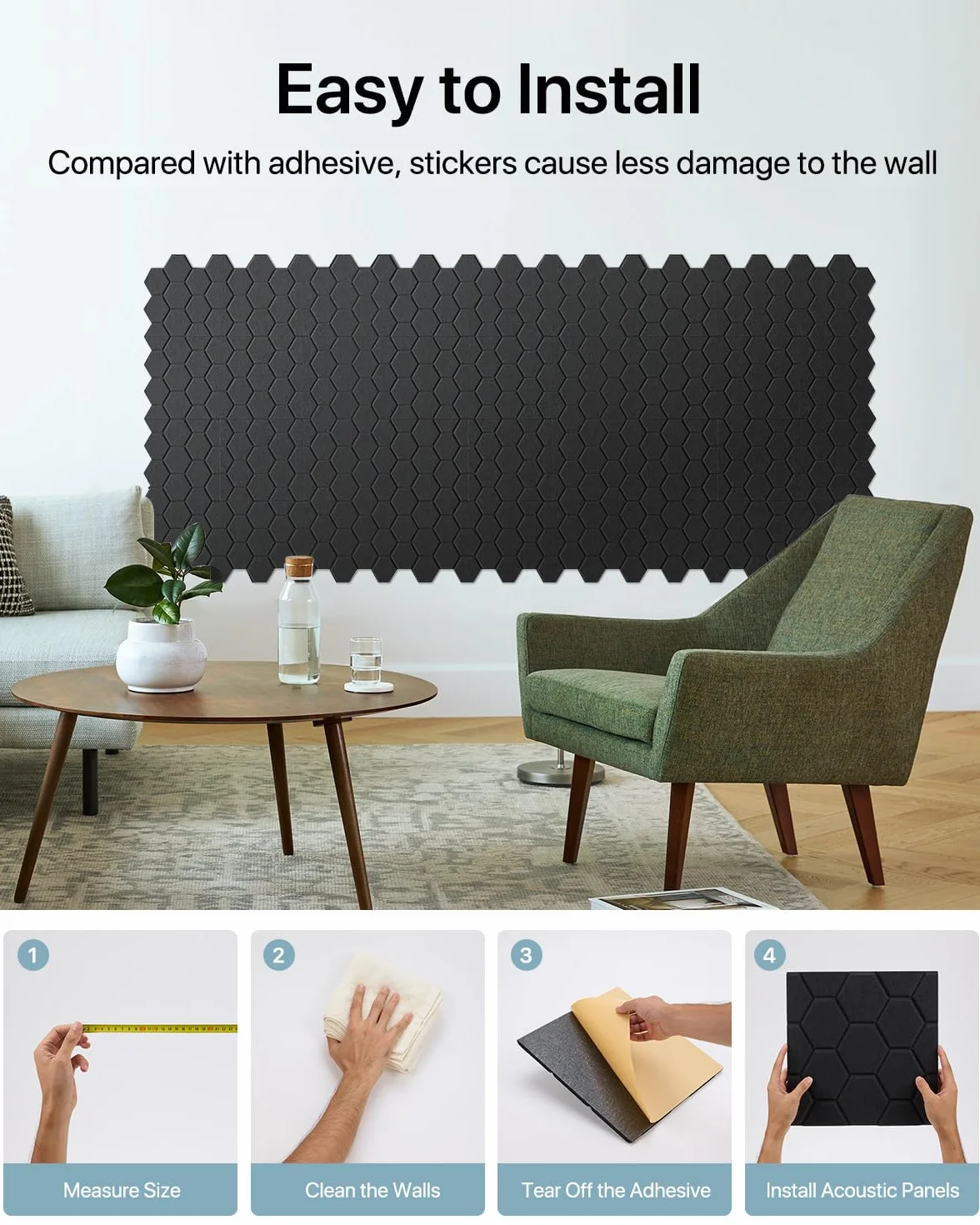 18 Stück Akustikplatten Selbstkleben, Schallabsorber, 30x30x0.9cm, Schalldämmung Wand tür Decken, Akustikpaneele für Gaming Deko, Büros, Studios, Schallschutzplatten (Schwarz)