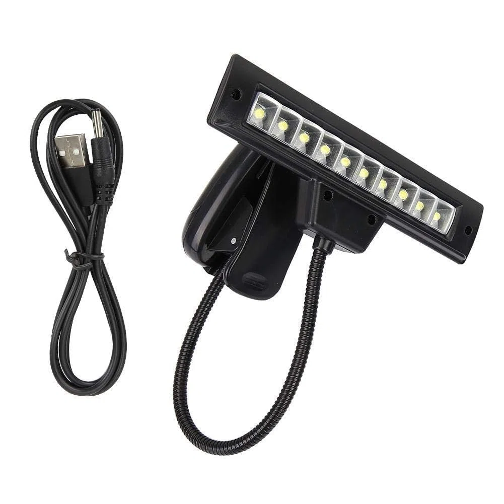VBESTLIFE Tragbare Notenpultleuchte zum Anstecken von LED Buchbeleuchtungen USB und AAA Batteriebetriebene Leselampe im Bett Voll Einstellbar