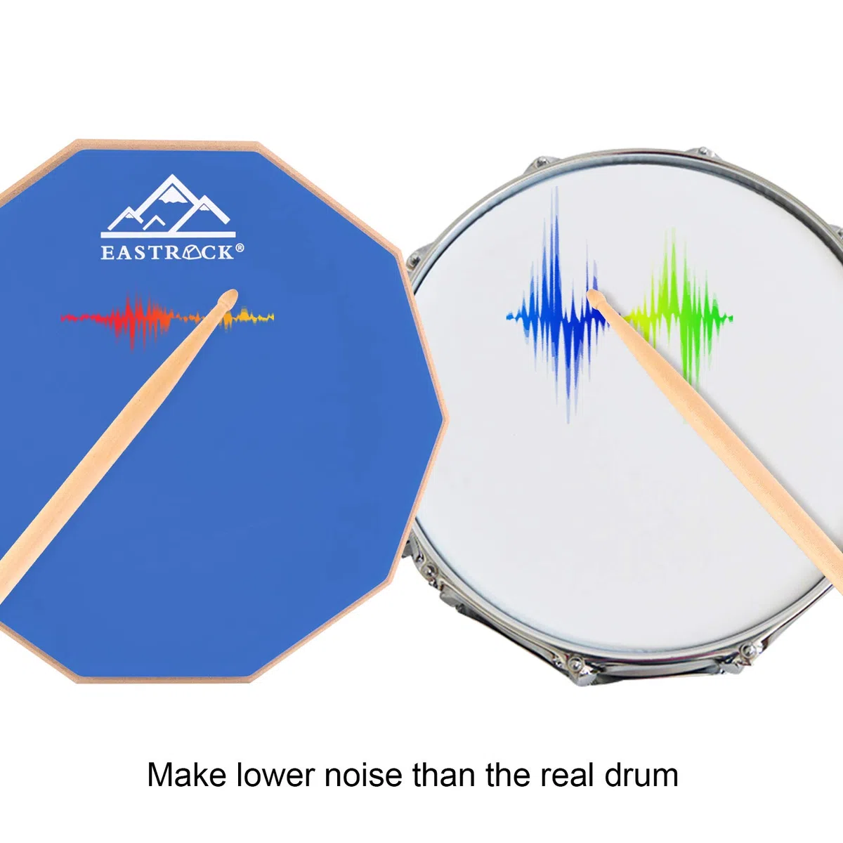 EASTROCK Übungs Drum Pad mit Leisen Drum-Pads Snare Übungs Drum Pad mit Drum Pad Aufbewahrungstasche für 12-Zoll Anfänger Übungs Drum Pad Leises Drumpad Set mit Drumsticks(Blau)