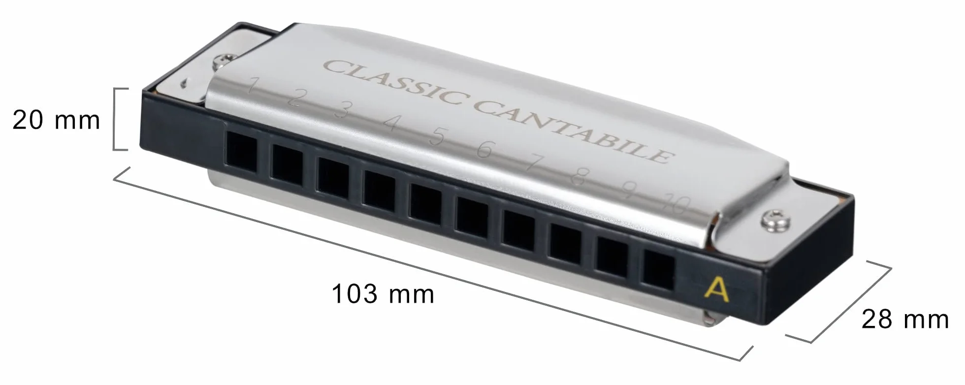 Classic Cantabile AHBS-12 Alabama Blues Harmonica 12er Mundharmonika Set - Diatonische Mundharmonikas in verschiedenen Stimmungen - 10 Messing Stimmzungen - Edelstahl-Gehäuse - Inkl. Etui & Tuch