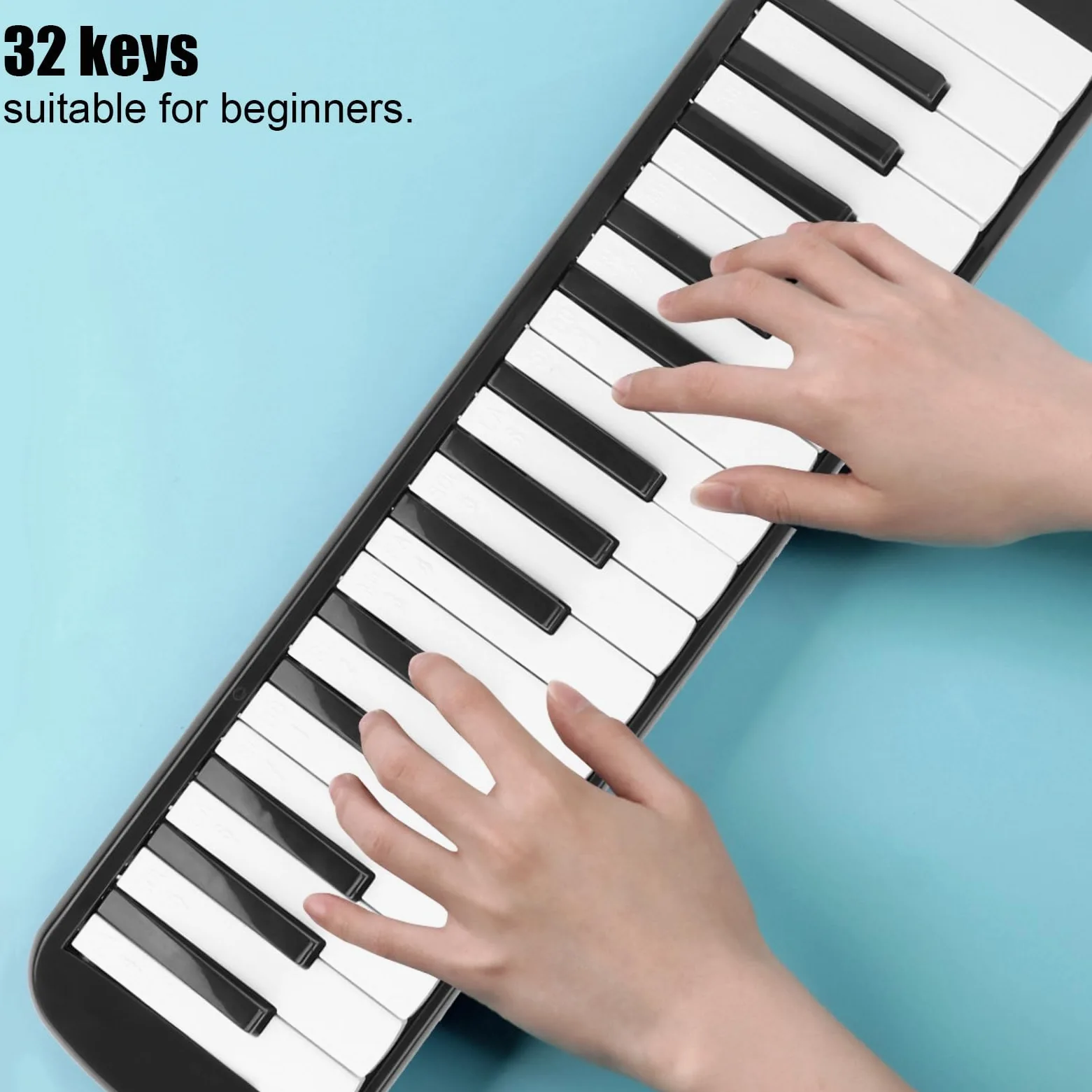 32 Tasten Melodica ABS IRIN Melodica Geeignet für Anfänger Übungstasche Blasmusikinstrument Tastatur Mundharmonika Schwarz (Schwarz)