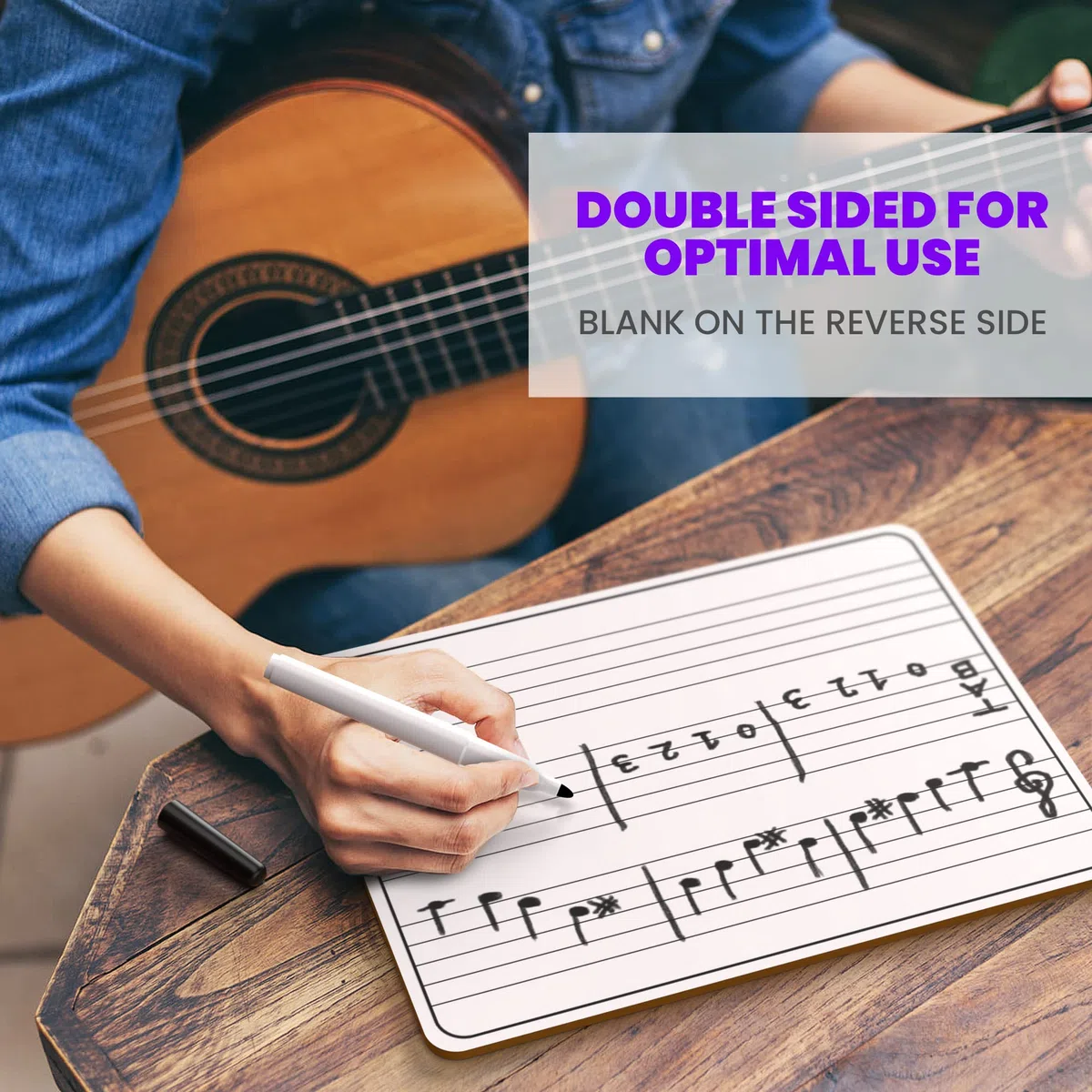 2 Pack Dry Erase Music Staff Lap Whiteboard 9"X12" l Write Musical Notes and More (Double Sided White Board)