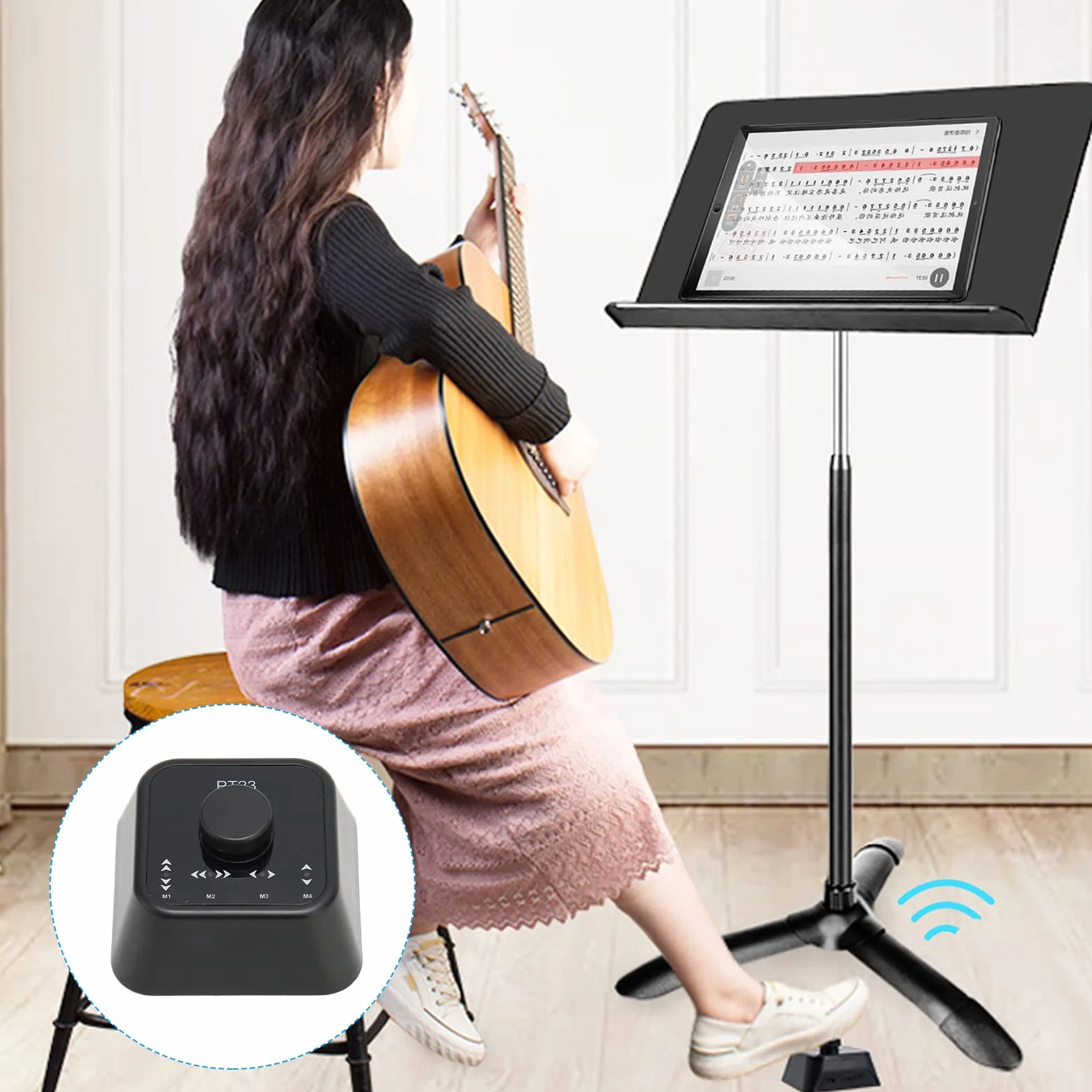 Bluetooth-Seitenwender-Pedal für Tablets, Telefon, Kabelloses Fußschalterpedal, Multimedia-Controller-Taste, Typ-C-Aufladung, Kompatibel mit für Windows, für OS X, für Android