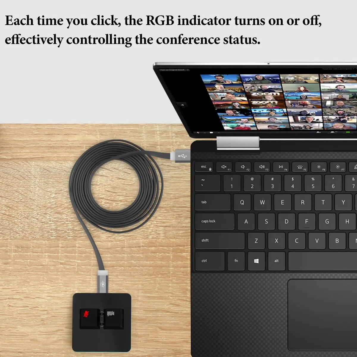 Geekria RGB Meeting-Mute-Controller kompatibel mit Windows & Microsoft Teams App, Mikrofon stumm/laut, Video an/aus, mechanische Tastaturtasten für Online-Kurs, Konferenz (Schwarz)