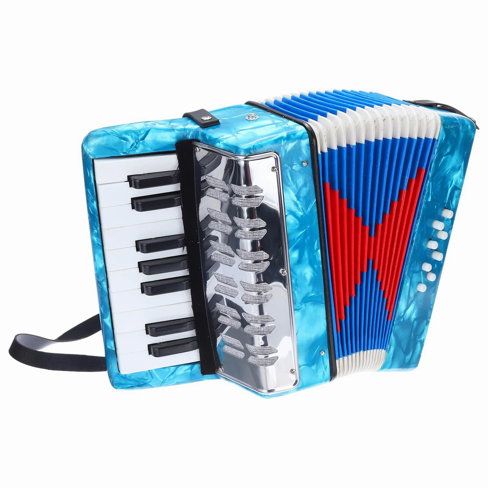 sourcing map Akkordeon, 17 Tasten 8 Bass Taste Akkordeon Mini Musikinstrument Leicht für Kinder Anfänger Pädagogisch, Himmelblau