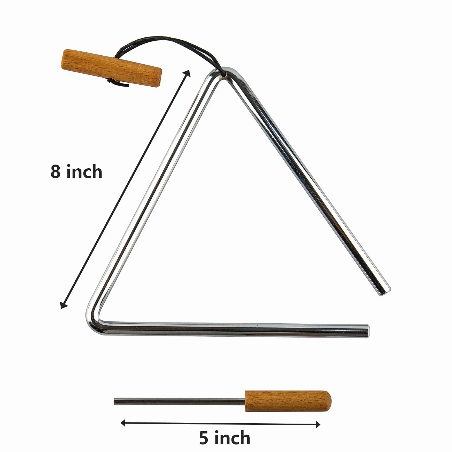 Dreieckige Handpercussion mit Schläger, Rhythmus-Stahldreiecke, Musikinstrument (20,3 cm)