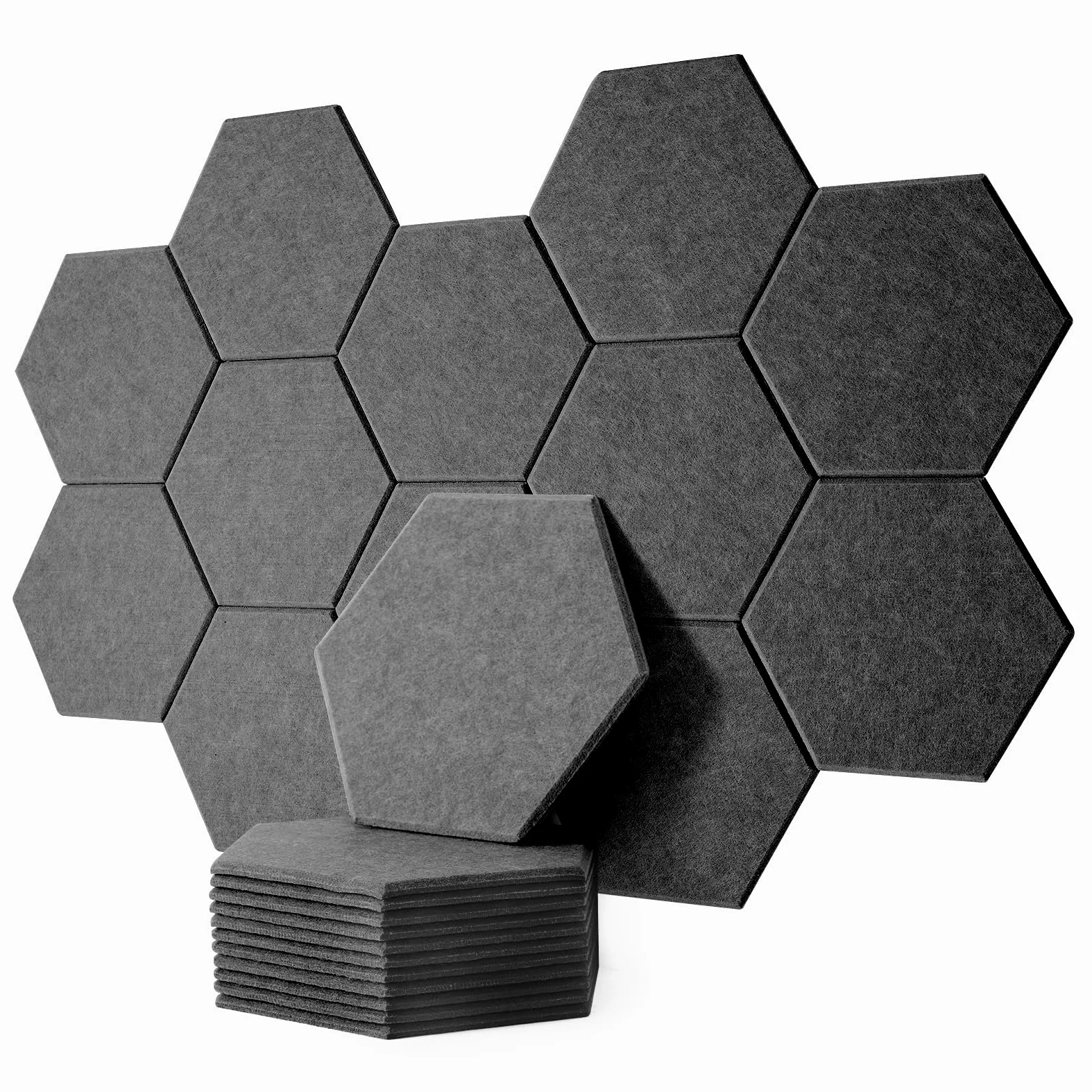 12 Stück Akustik Panel,30x26x1cm Hexagon Akustik Absorber Schallschutzplatten Akustikpaneele Wand für Tonstudio, Büro,Studio und Wanddekoration（Dunkelgrau）