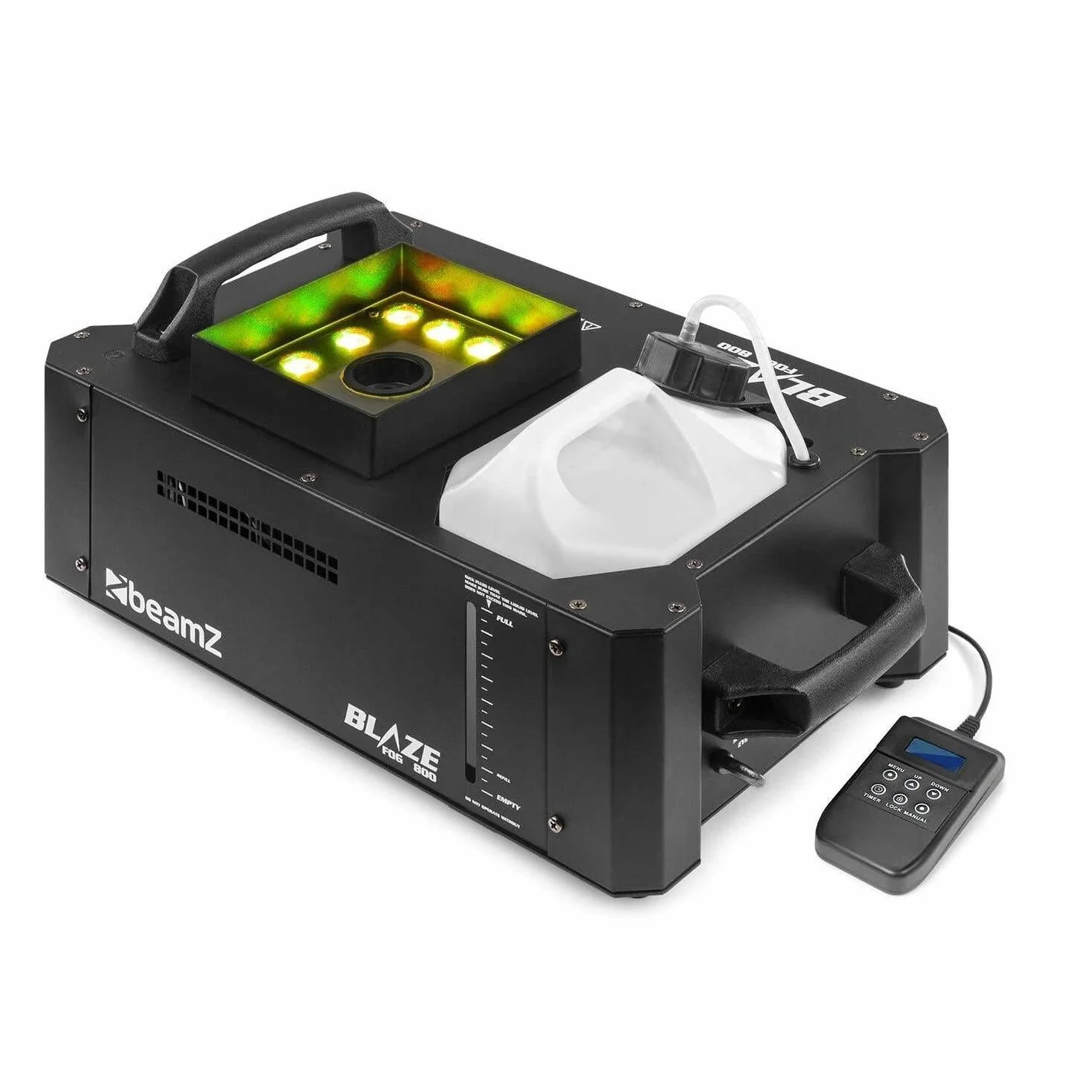 BeamZ BLAZE800 Nebelmaschine mit Lichteffekt, 800 Watt, Horizontal und Vertikal, Fog Machine LED Rauchmaschine mit Funkfernbedienung, Disco Partynebel, Smoke Machine für DJs, Veranstaltungen