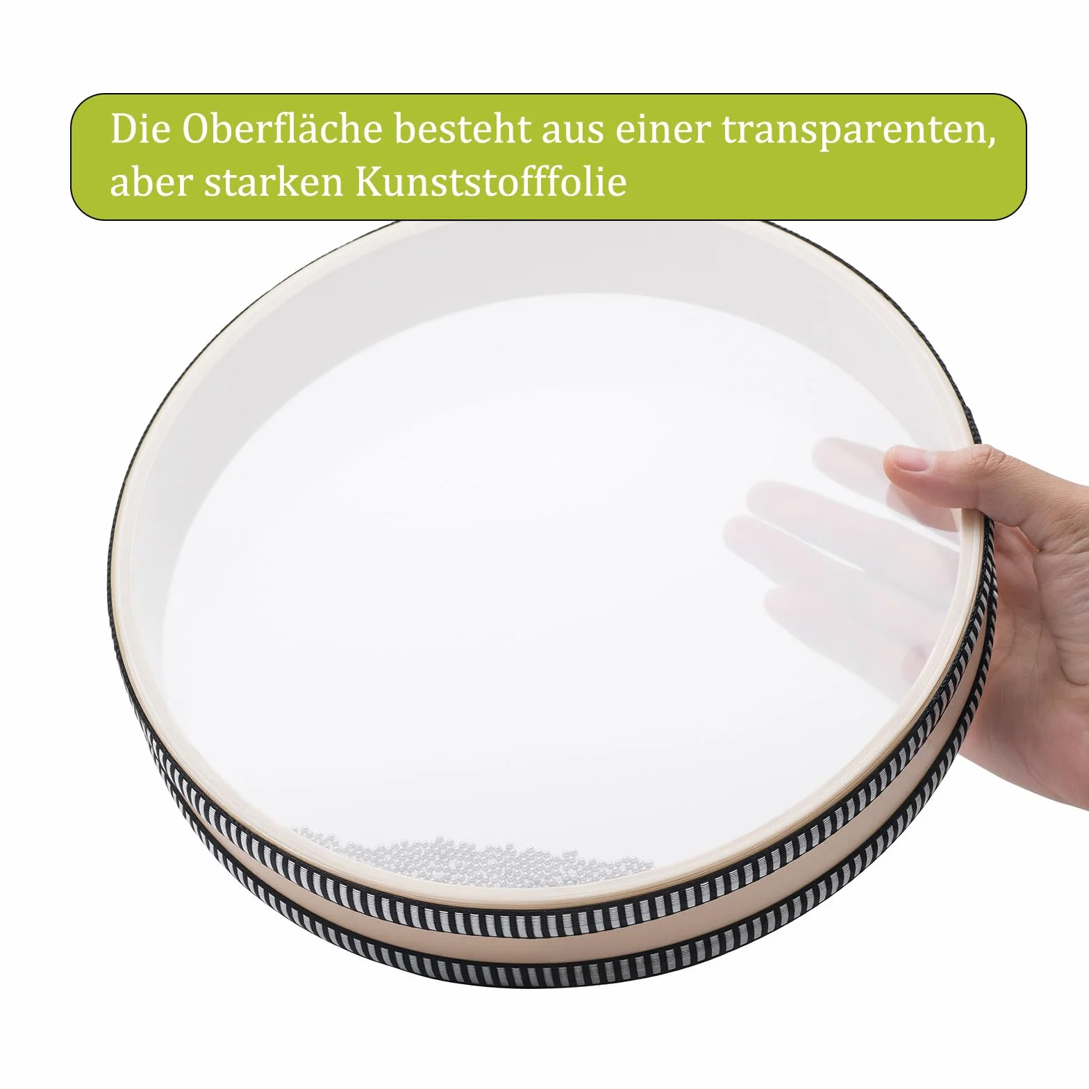 25cm Ozeantrommel Ocean Drum Wellentrommel Percussion Drum Musikinstrument Percussion mit Stahlkugeln Gefüllt (Typ 1)