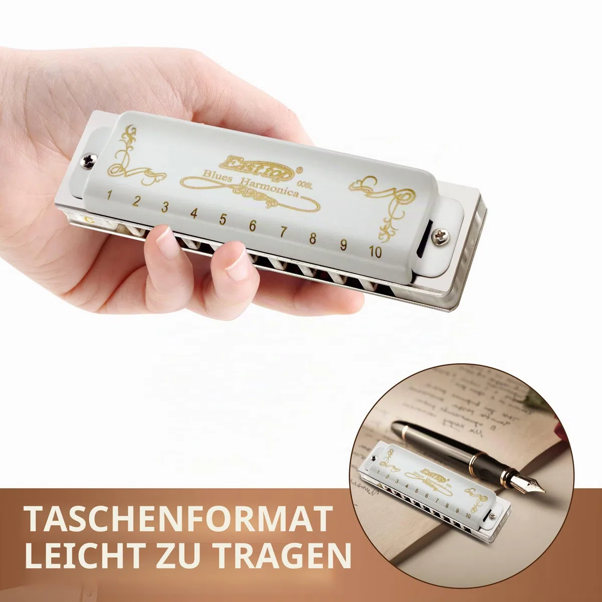 East top Diatonische Blues Harmonica Mundharmonika C Key T008L 10 Loch Mundharmonika Für professionelle Spieler, Anfänger, Studenten, Erwachsene, Kinder, als bestes Geschenk