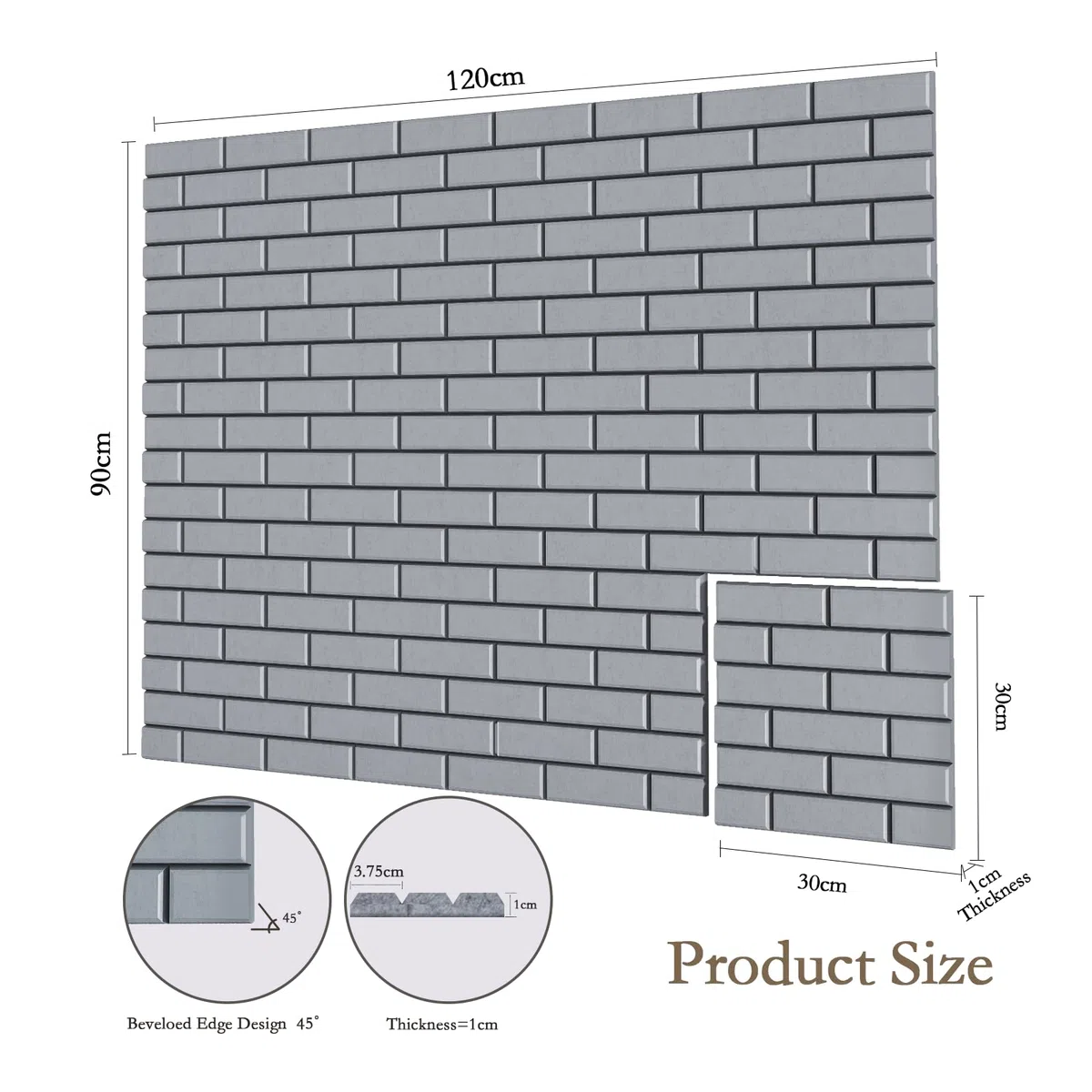 JBER 12 Stück Akustikpaneele Selbstklebend, Ziegel-Schallschutzplatten, Hochdichte Akustikwandpaneele für Aufnahmestudios, Spielzimmer, Zuhause, Büro, 30 x 30 x 1 cm, Grau