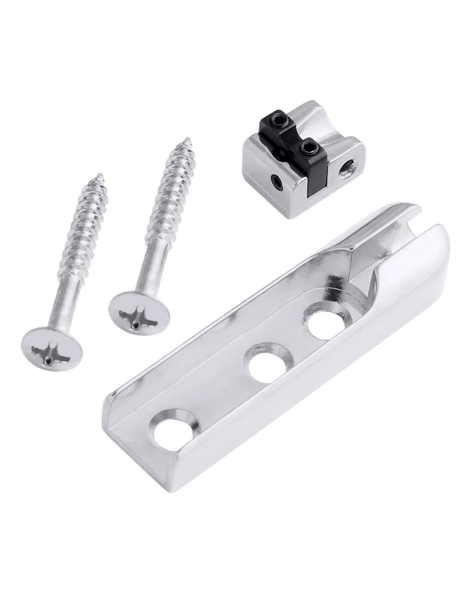 Holmer Bassgitarre Steg Einzelne Bassbrücke Saitenhalter Single String Bass Bridge für 4 Saiten Bass Gitarre Heavy Duty Zink Sattel (Chrom)