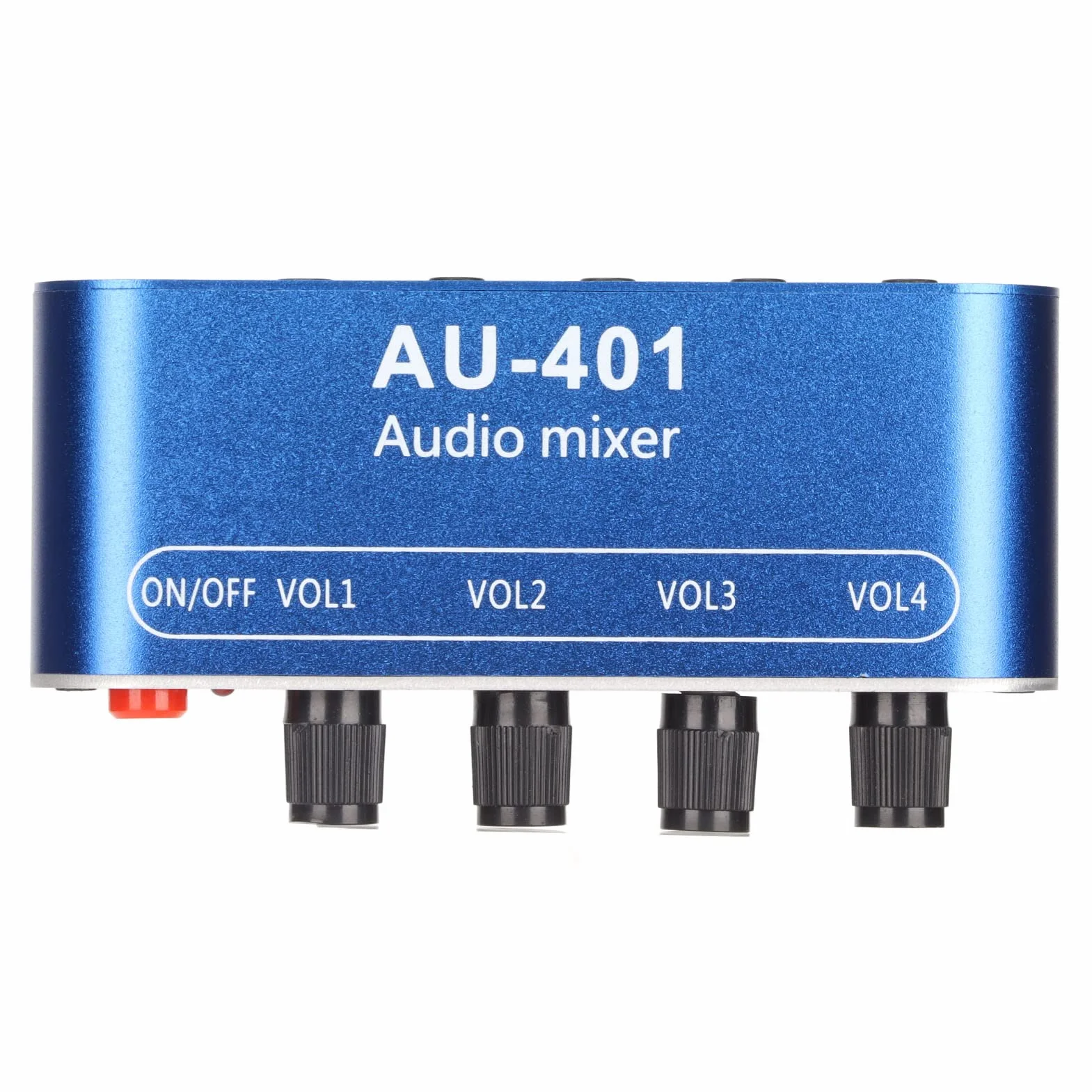 Bewinner Audio Mixer, Stereo Line Kopfhörer Mixer 4 Kanal, DC 5V Bis 12V Stereo Mixer 4 in 1 Ausgang für PC Laptop Kopfhörer, 3,5 Mm Sound Selector Verstärker mit Bass,