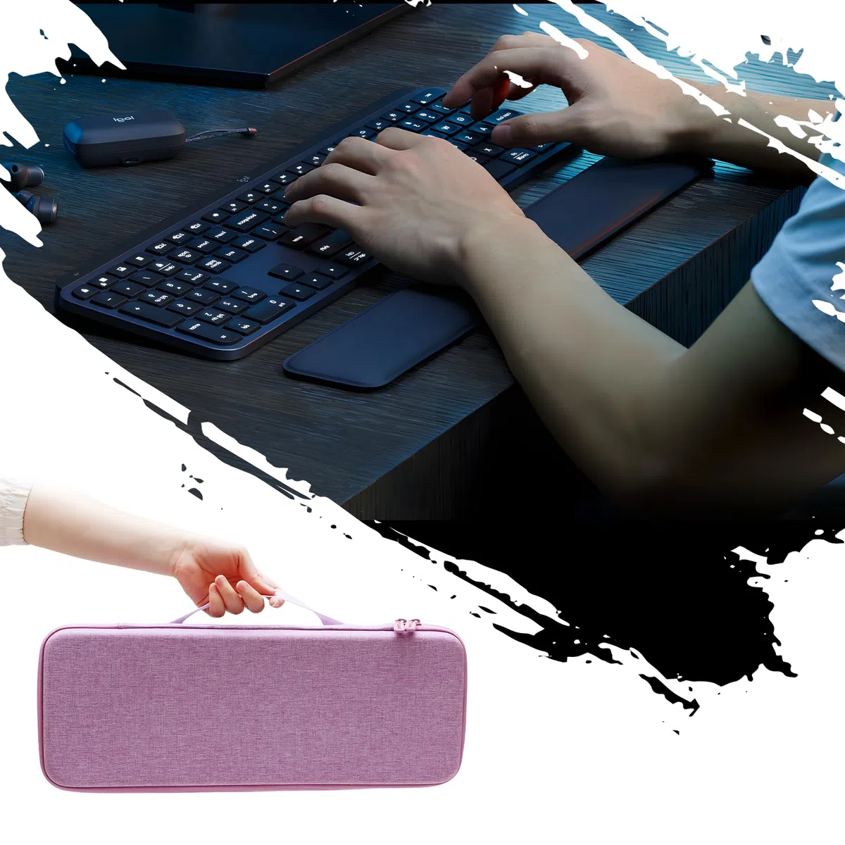 XANAD Tastatur Tasche für Logitech MX Keys/Pebble Keys 2 K380s Kabellose Tastatur Reiseschutzhülle für Büro, Konferenz, Café, Schule Keyboard Computer Tastatur Case (lila)