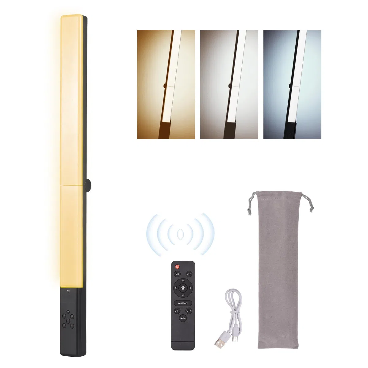 LED-Leuchtstab mit Einstellbarer Farbtemperatur, 20 W, Zweifarbig, Faltbar, USB-betriebener Stableuchte für Online-Unterricht, Webinar-Workshop