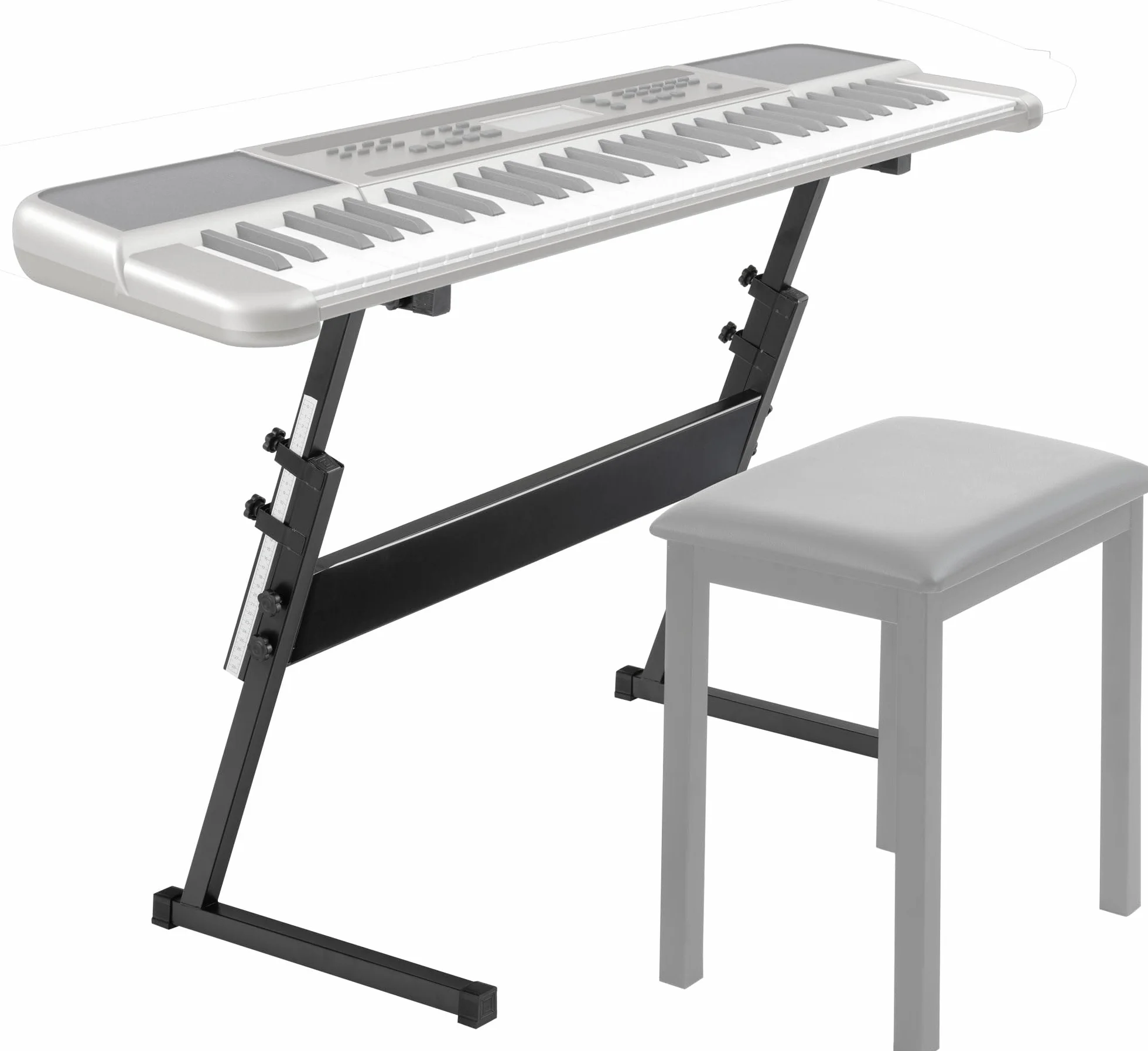 McGrey Z-Keyboardständer - Ergonomische Drehschrauben - Exakte Positionierung möglich dank integrierter Messskala - Höhenverstellbar von 55 - 83 cm - Gummierte Füße, um Kratzer im Boden zu vermeiden