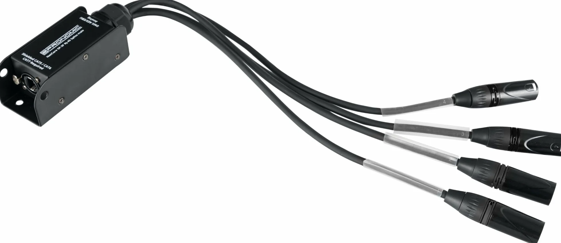 Pronomic NetCore SP-3M Multicore-Spliss male - Peitsche mit 4 XLR-Steckern (male) auf RJ45 Buchse - zur Übertragung analoger oder digitaler Signale über Netzwerkkabel