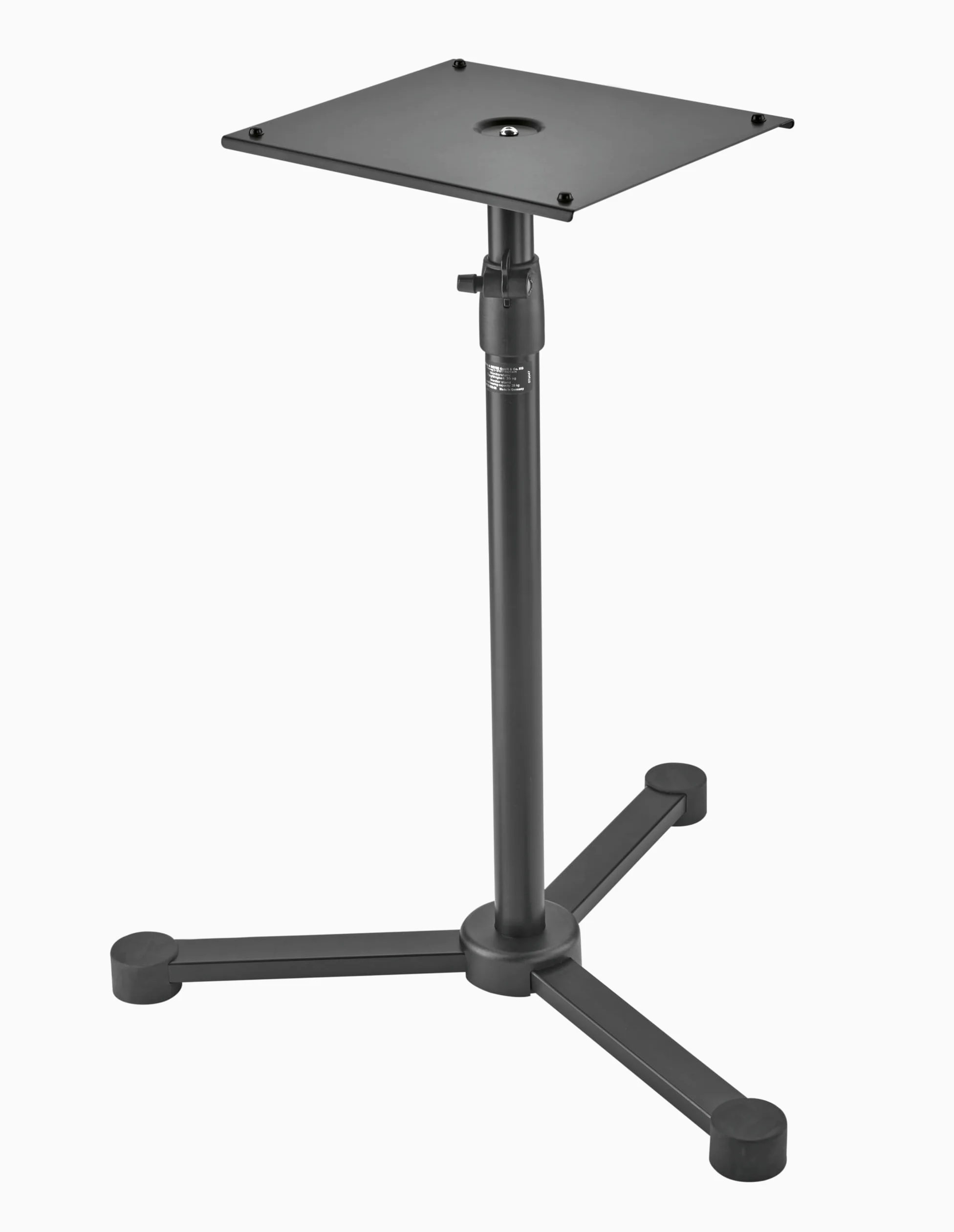 K&M 26722 Monitorstativ Schwarz aus Stahl - Dreifuß - höhenverstellbare Ablage 28 x 32 cm, für Nahfeldmonitore bis 35 kg