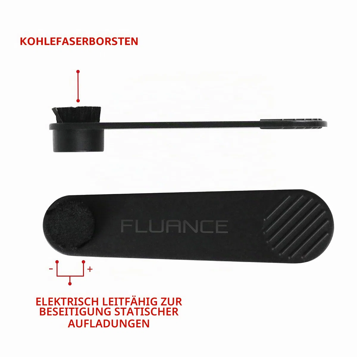 Fluance Reinigungsset für Schallplatten und Eingabestift, mit 2-in-1 antistatischer Kohlefaser und weicher Samt-LP-Bürste und Eingabestift-Bürste (VB52)