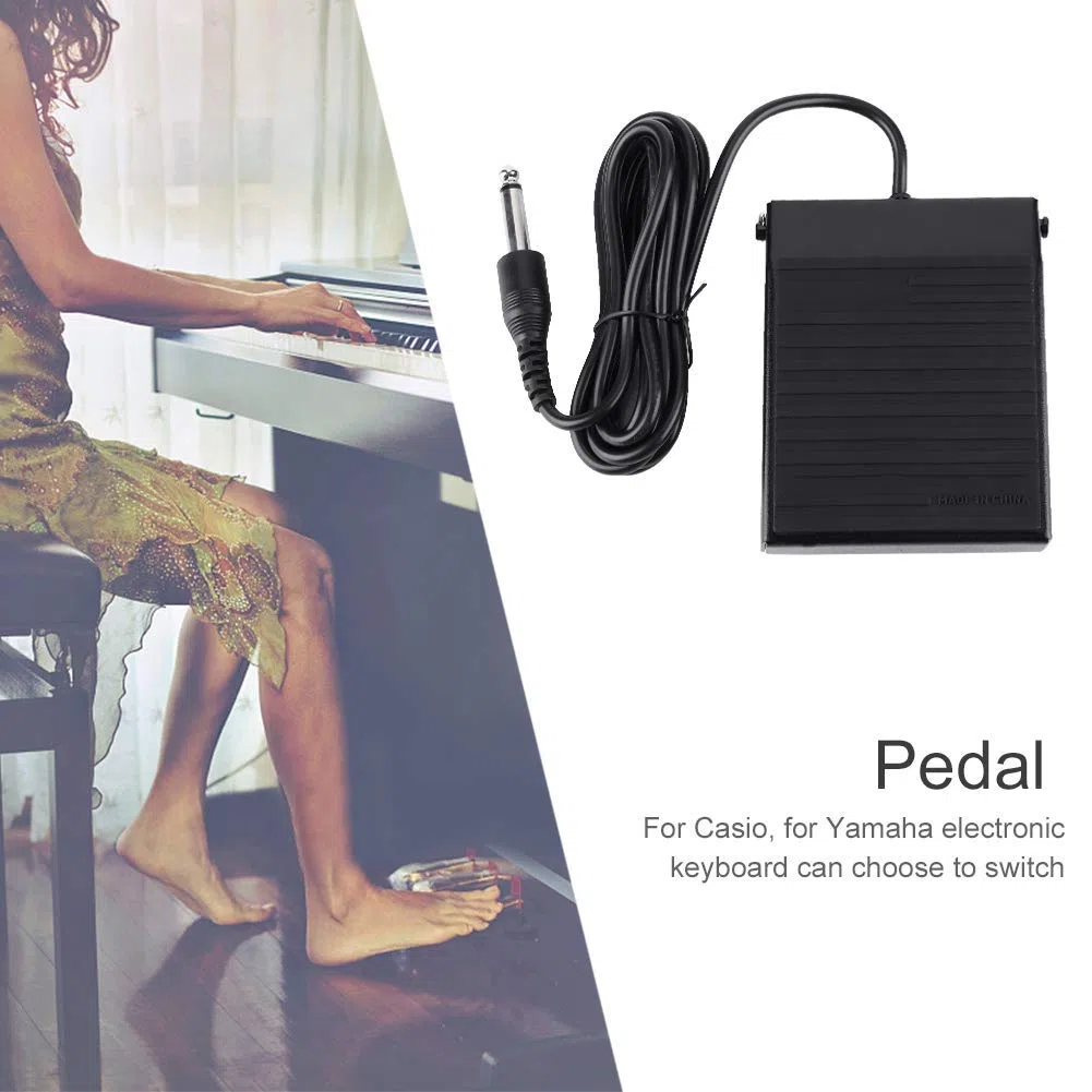Sustain-Pedal für Keyboard, WTB004 Universelles Klavierpedal Geräuscharmes Halbpiedal Pianoaccessoire Polarisierbarer Schalter Pedal für Klavier und elektronisches Keyboard