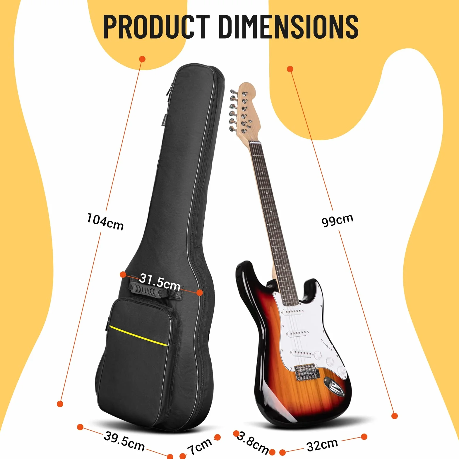 CAHAYA Elektrische Gitarrentasche - Premium Gepolstertes Gigbag - Mode Weicher Gitarrenkoffer Mit Notentasche