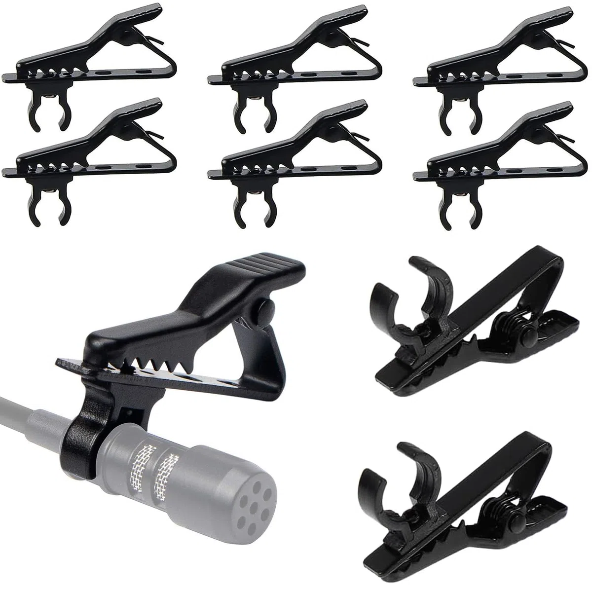 Lavaliermikrofon Clip,10 Stück Mikrofon Mic Clips,Metall Mikrofon Clip,Mini Mic Lavalier Clip,Schwarzer Kragenclip,Kleine Draht Clips für Interview Meeting Lectures Online Chat