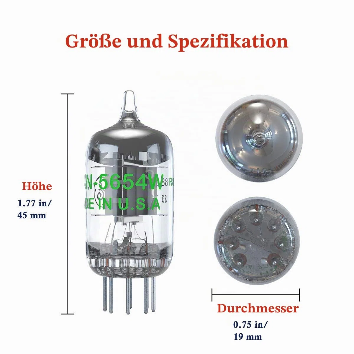 Fosi Audio 5654W Vakuumröhren 2 Stücke, 7-Pin Aufrüstung für 6AK5/6J1/6J1P/EF95 Kupplungsröhren, geeignet HiFi Verstärker