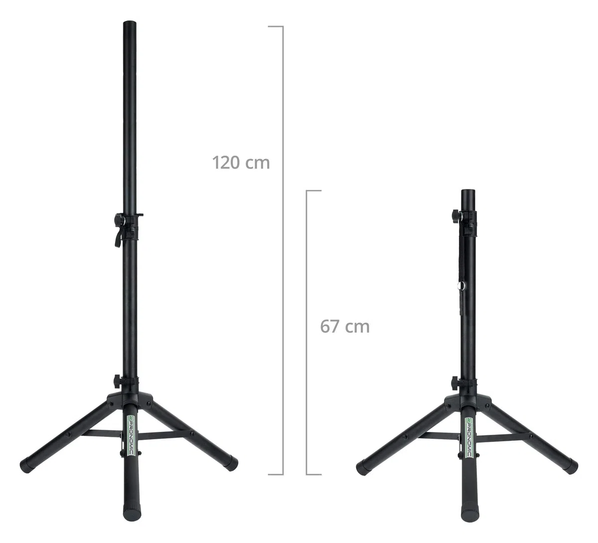 Pronomic SPS-5S Boxenstativ Stahl - Niedriges Boxenstativ aus Stahl - Ideal für Linienstrahler, Monitore und Akustik-Verstärker - 67 bis 120 cm hoch - nur 1,8 kg leicht - schwarz