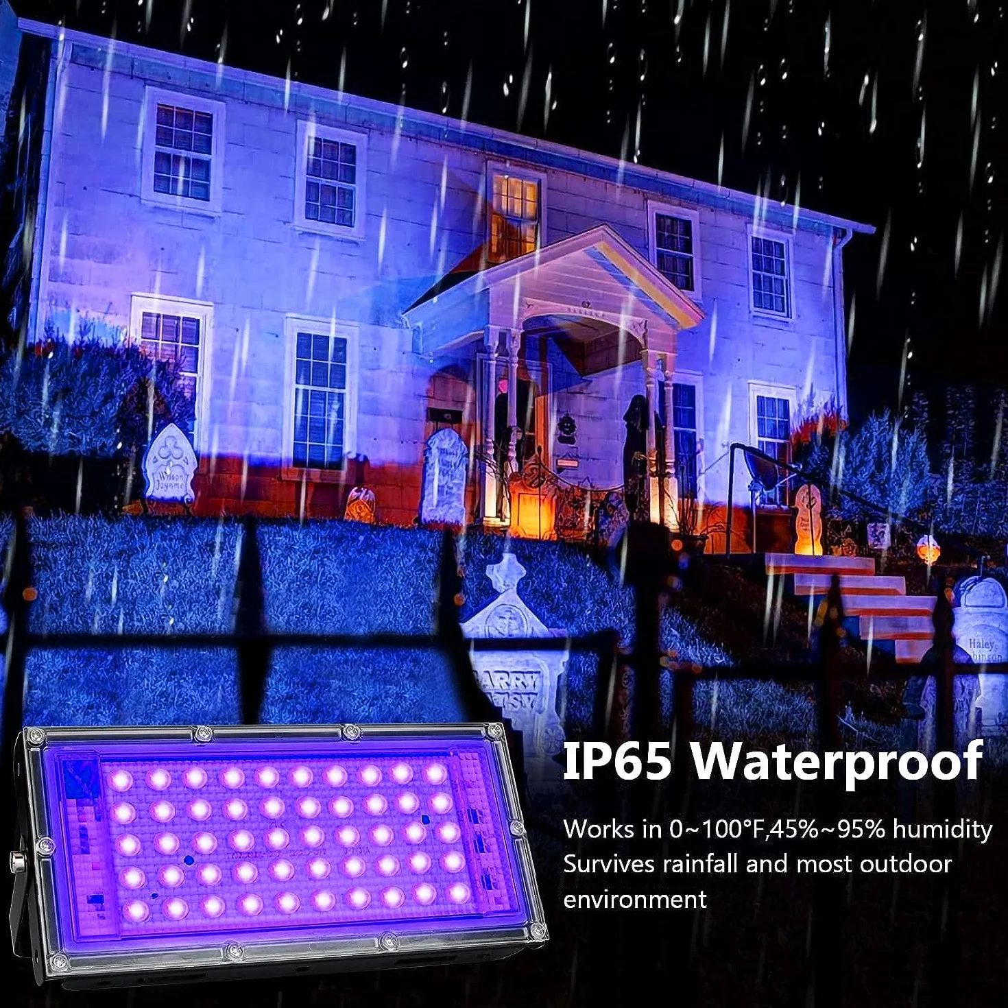LED Schwarzlicht Strahler 50W, Indmird 2 Stück Schwarzlichtlampe mit Stecker, IP66 Wasserdicht UV strahler mit Stecker, 395-400nm UV Flutlicht Partylicht für Bar,Disco,GLOW Party,Halloween, Aquarium