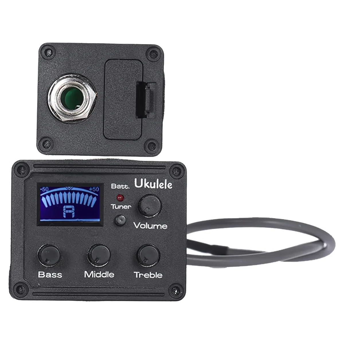 Kisangel Ukulele Piezo Tonabnehmer mit Band-EQ Equalizer & LCD-Display Tuner - Präzise Stimmung für Lauträume, Batteriestandsanzeige & Digitales Tuning